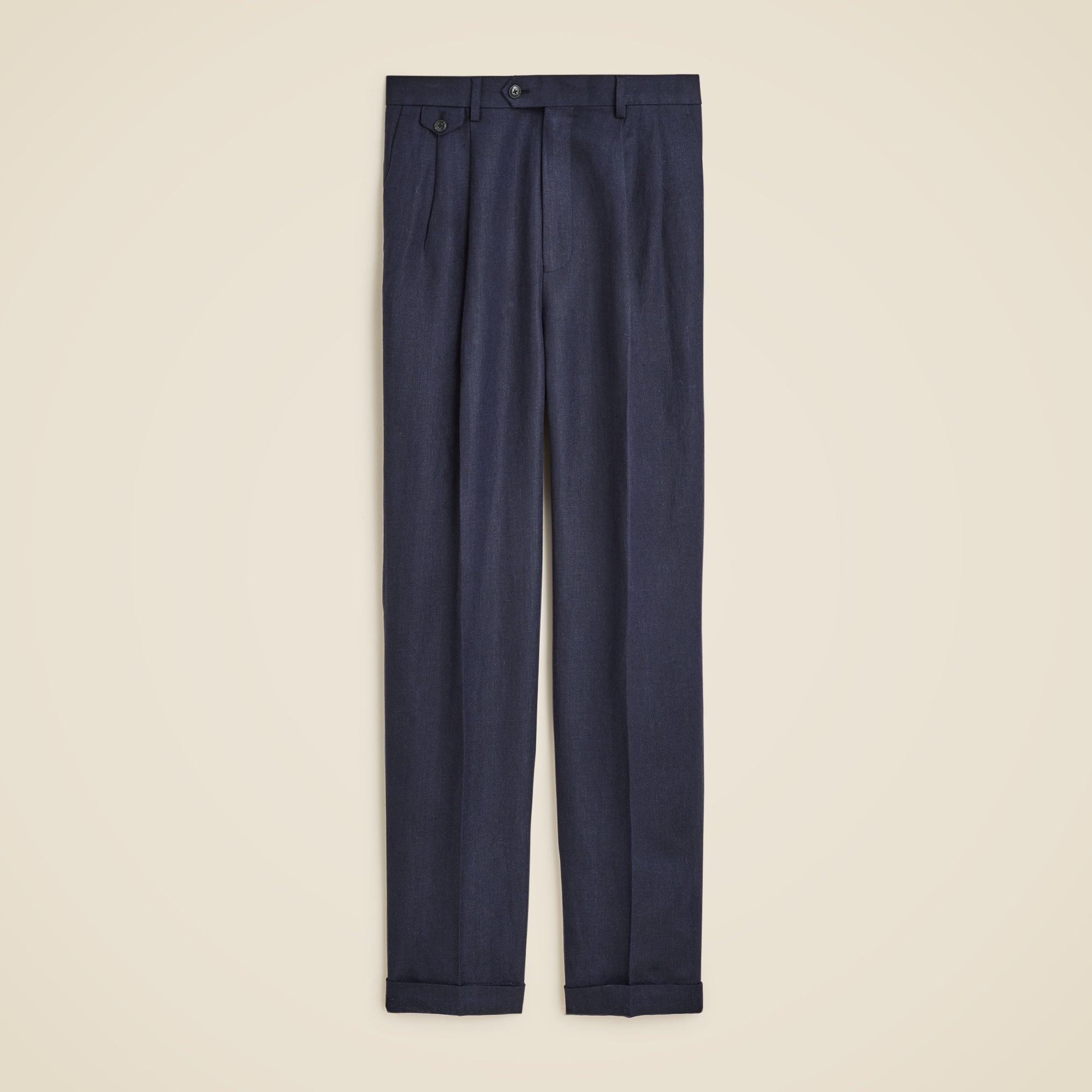 mens Relaxed-fit double-pleated trouser in linen herringbone