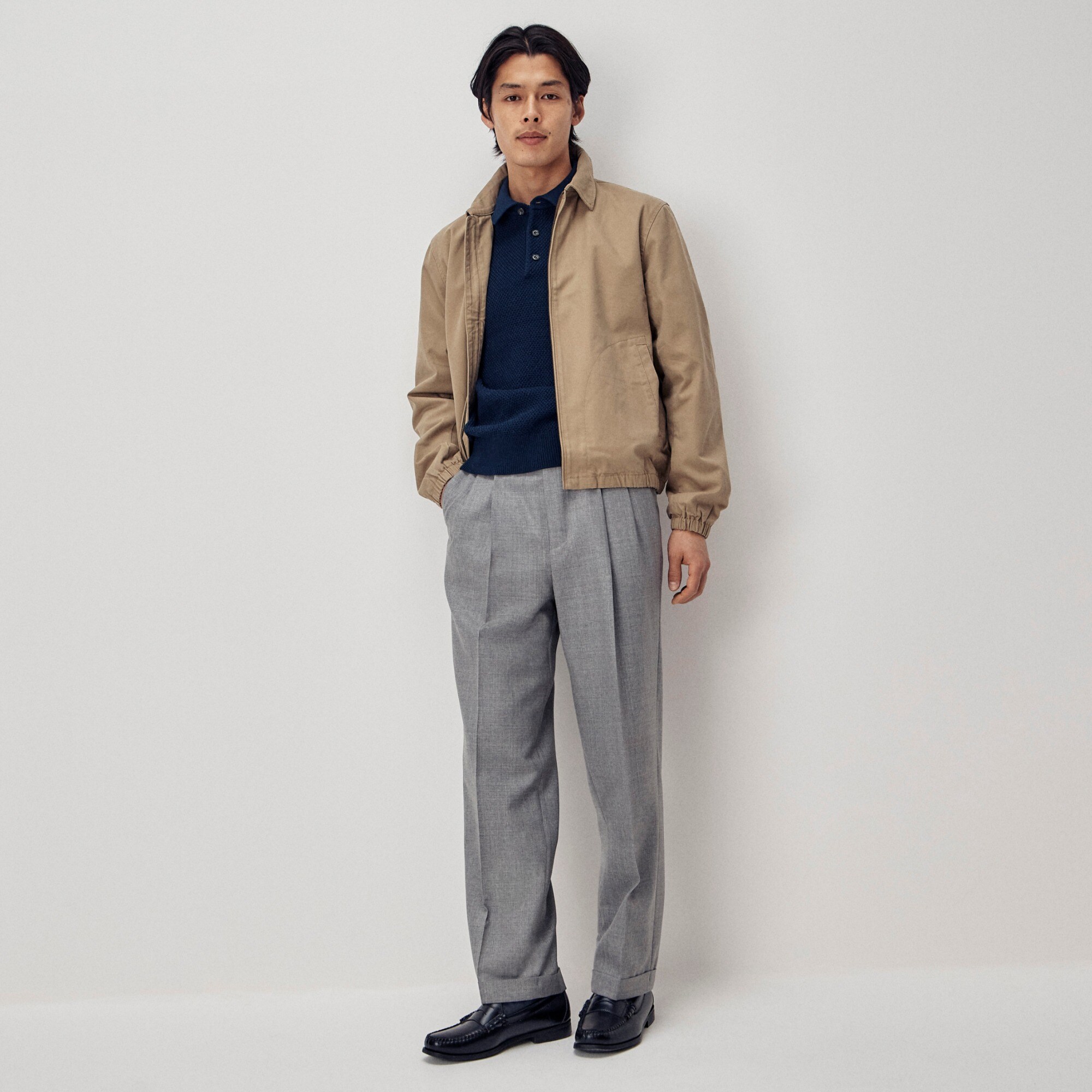 Relaxed-fit Double-pleated Trouser In Italian Tropical Wool For