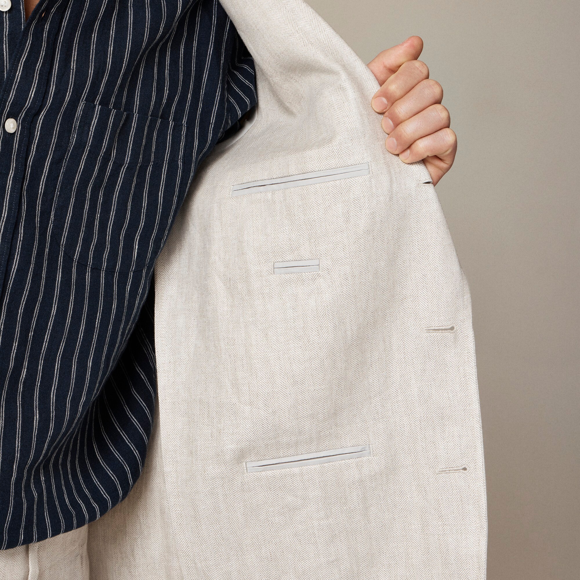 Crosby Classic-fit suit jacket in linen herringbone
