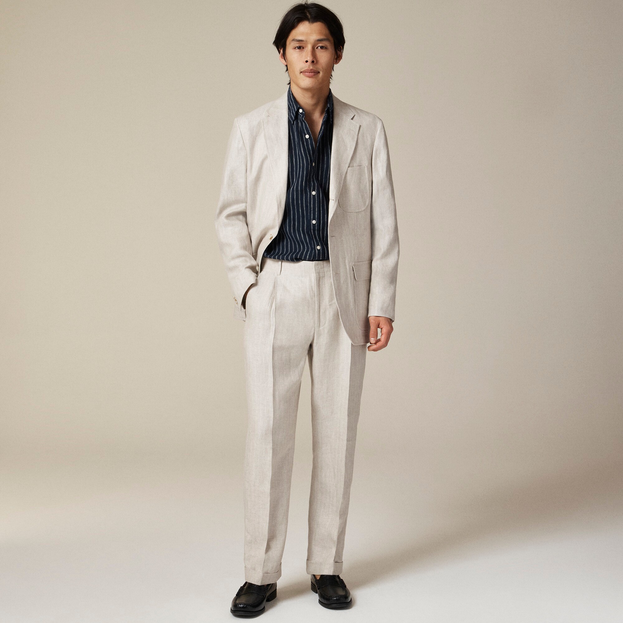  Crosby Classic-fit suit jacket in linen herringbone