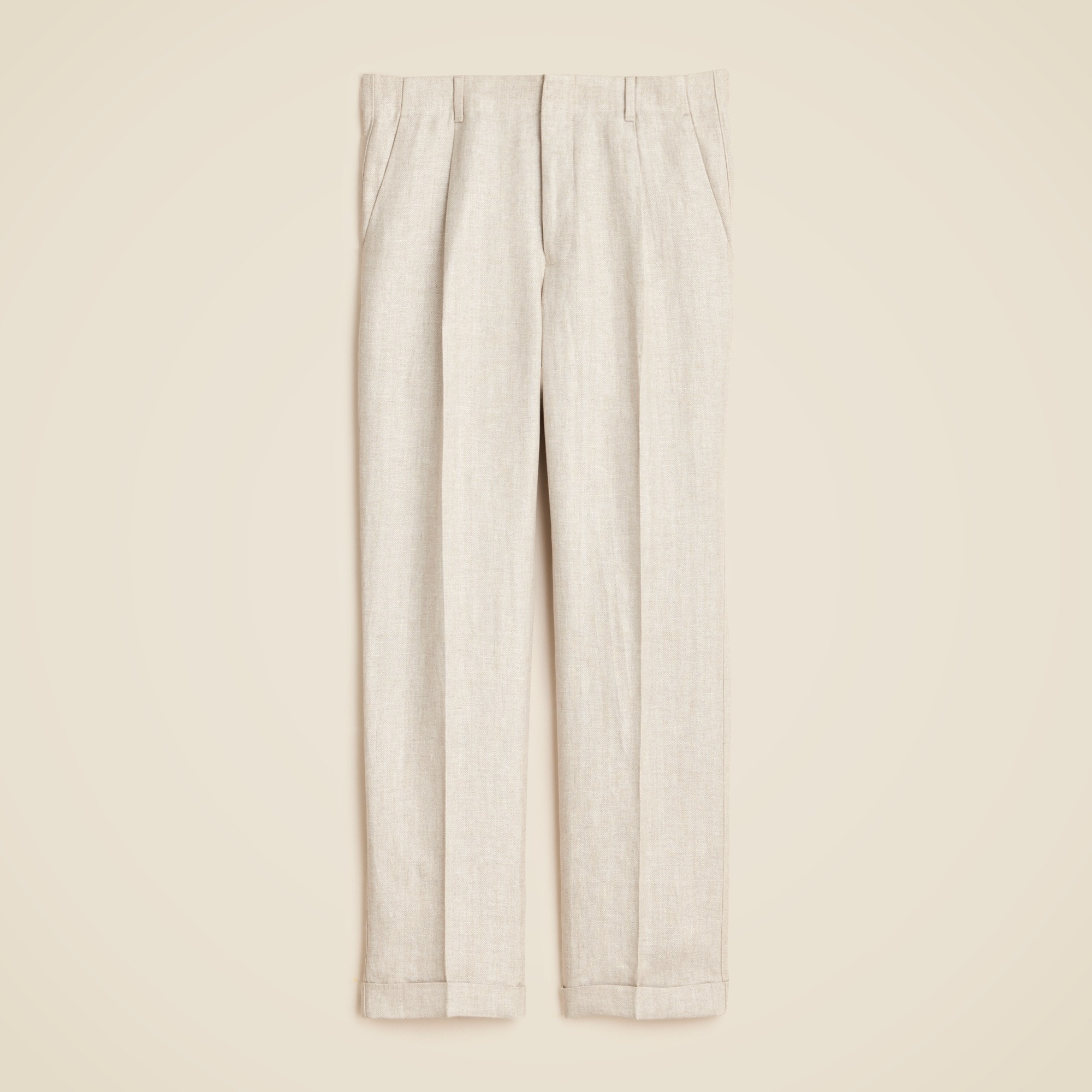 Crosby Classic-fit Pleated Suit Pant In Linen Herringbone For Men | J.Crew