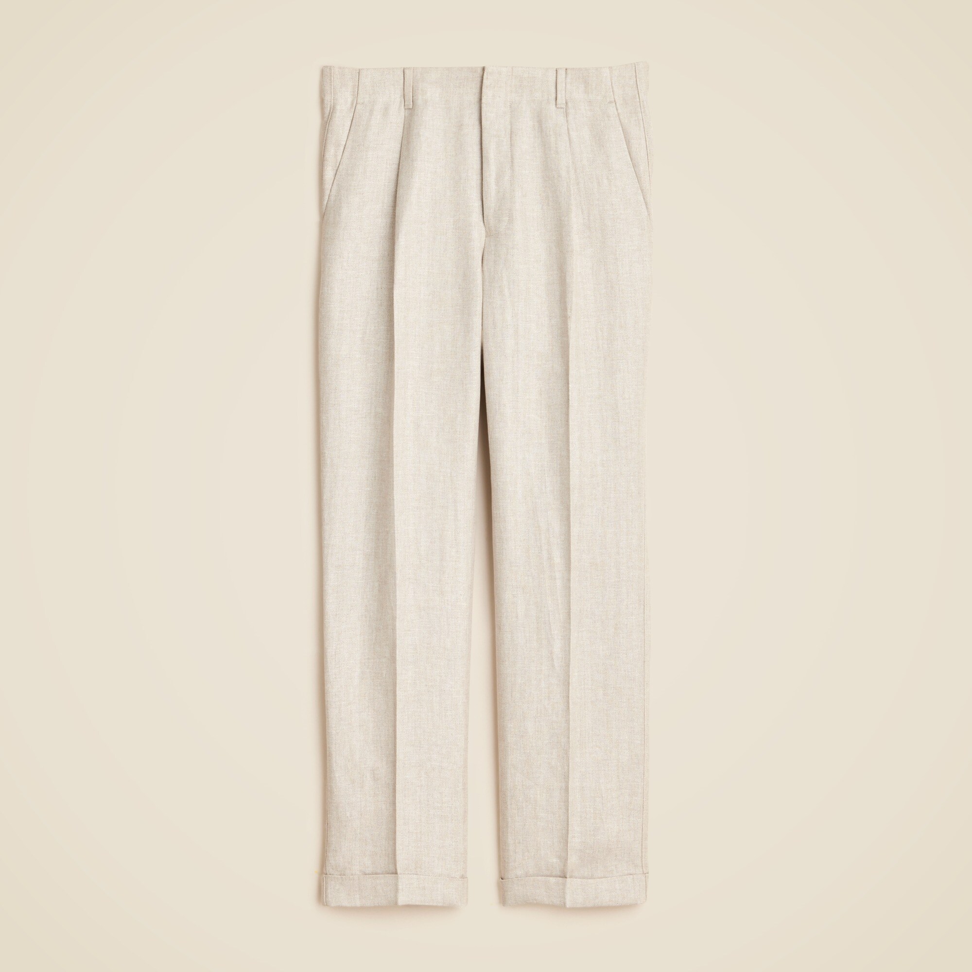  Crosby Classic-fit pleated suit pant in linen herringbone
