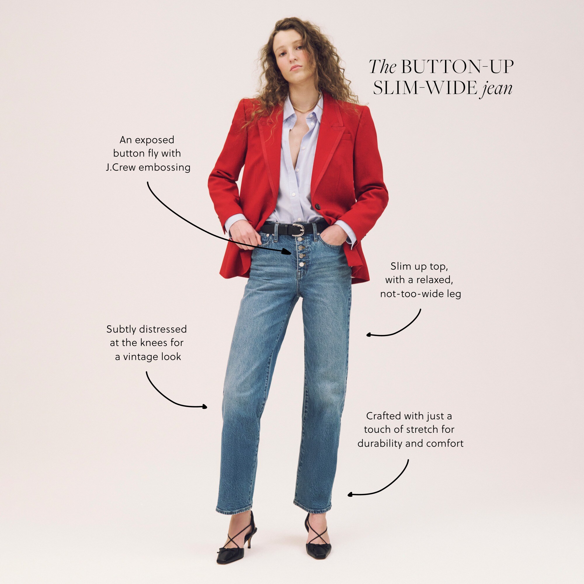 Slim-wide jean with button-fly