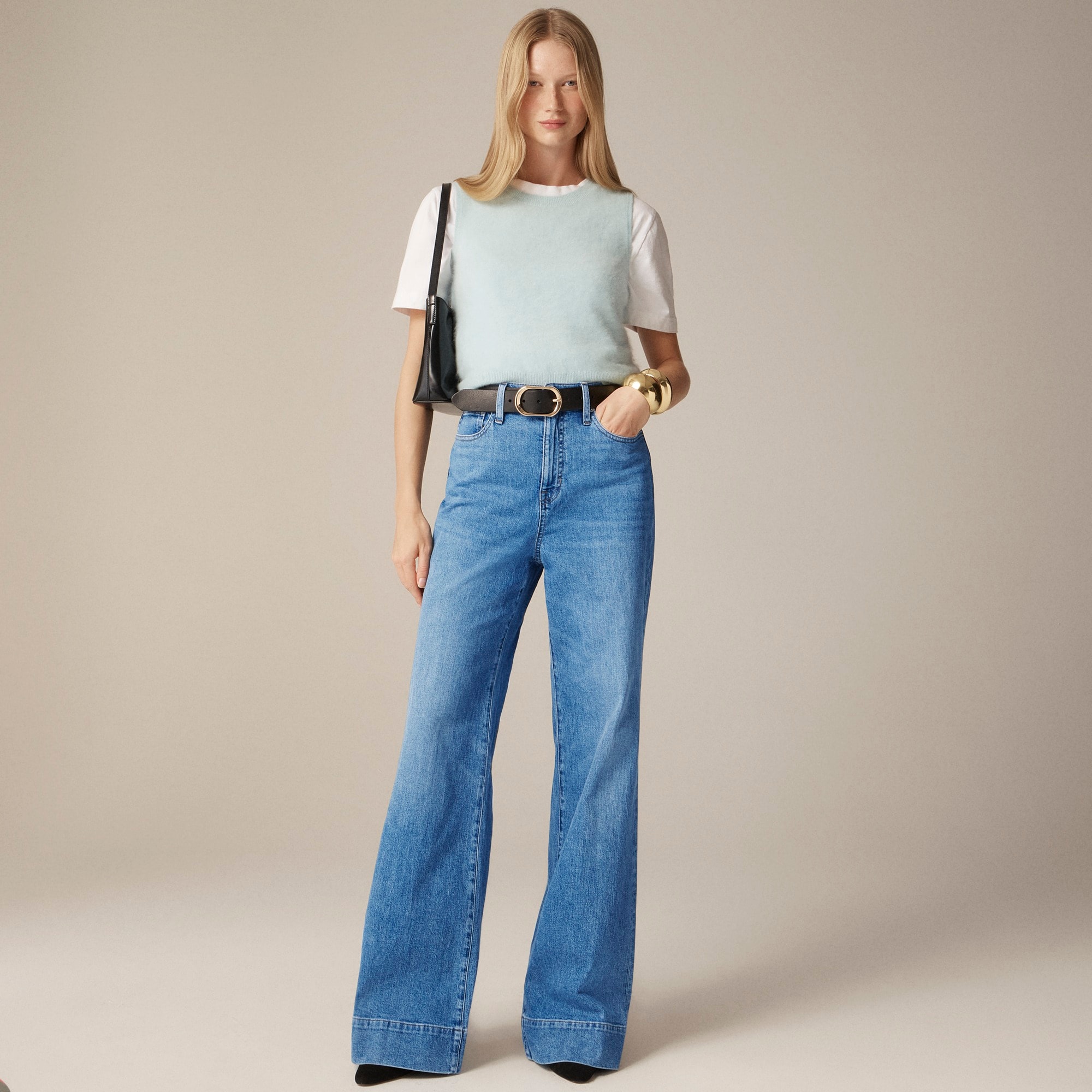 Petite high-rise denim trouser jean