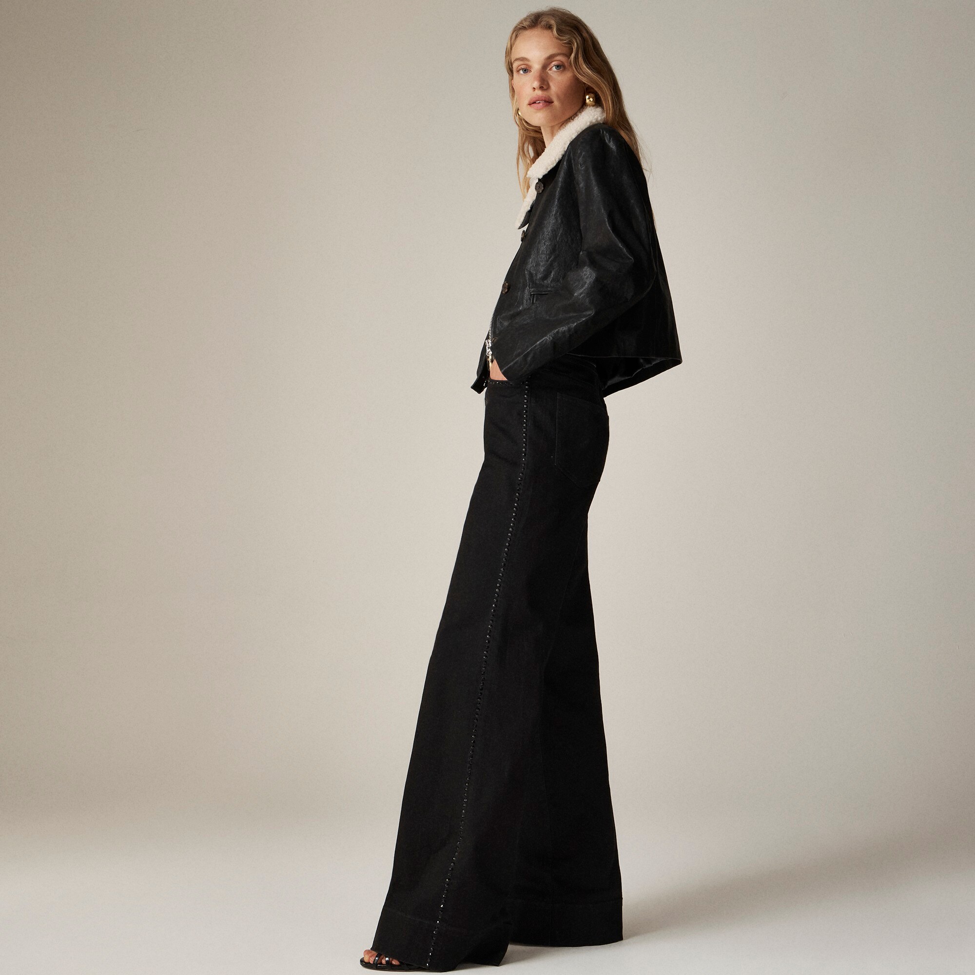 Embellished denim trouser