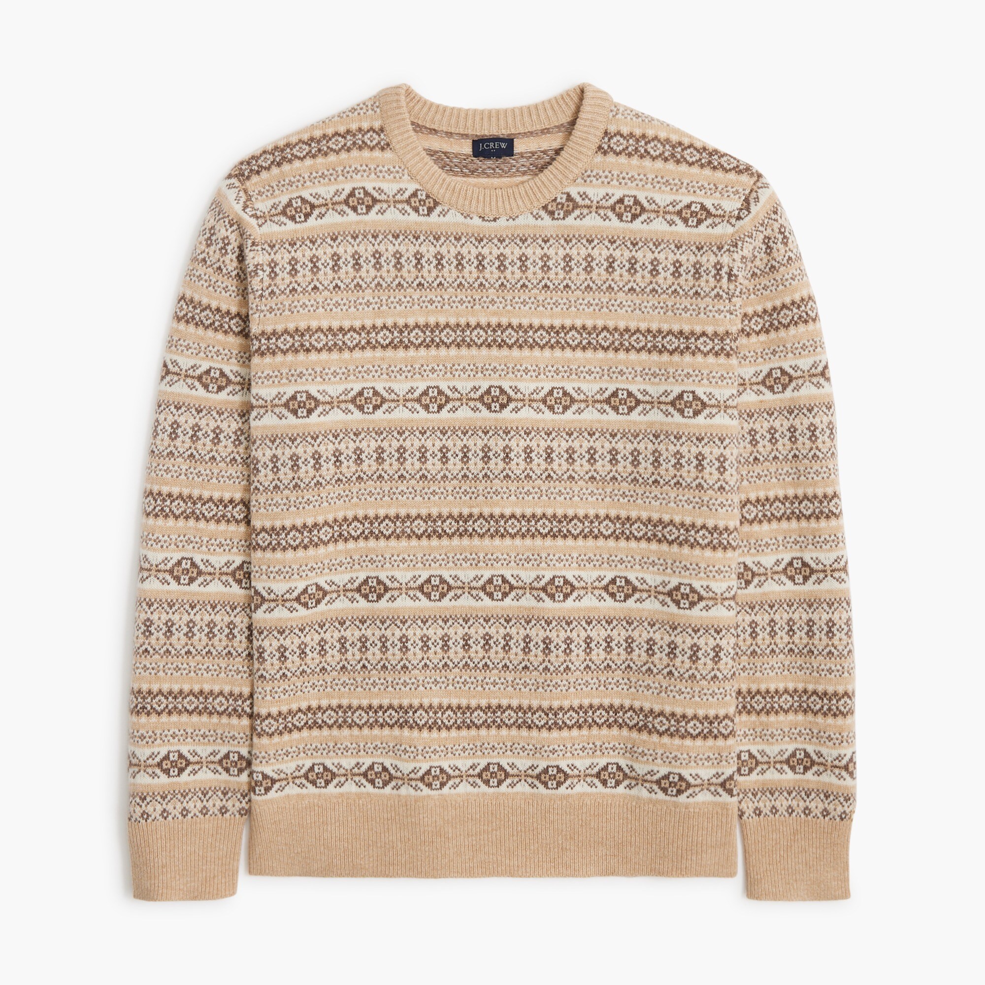 supersoft lambswool-blend fair isle crewneck sweater for men