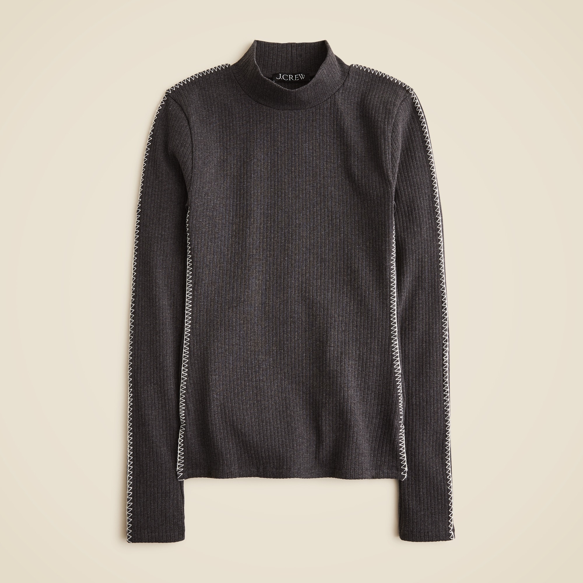  Premium rib turtleneck with whipstitch trim