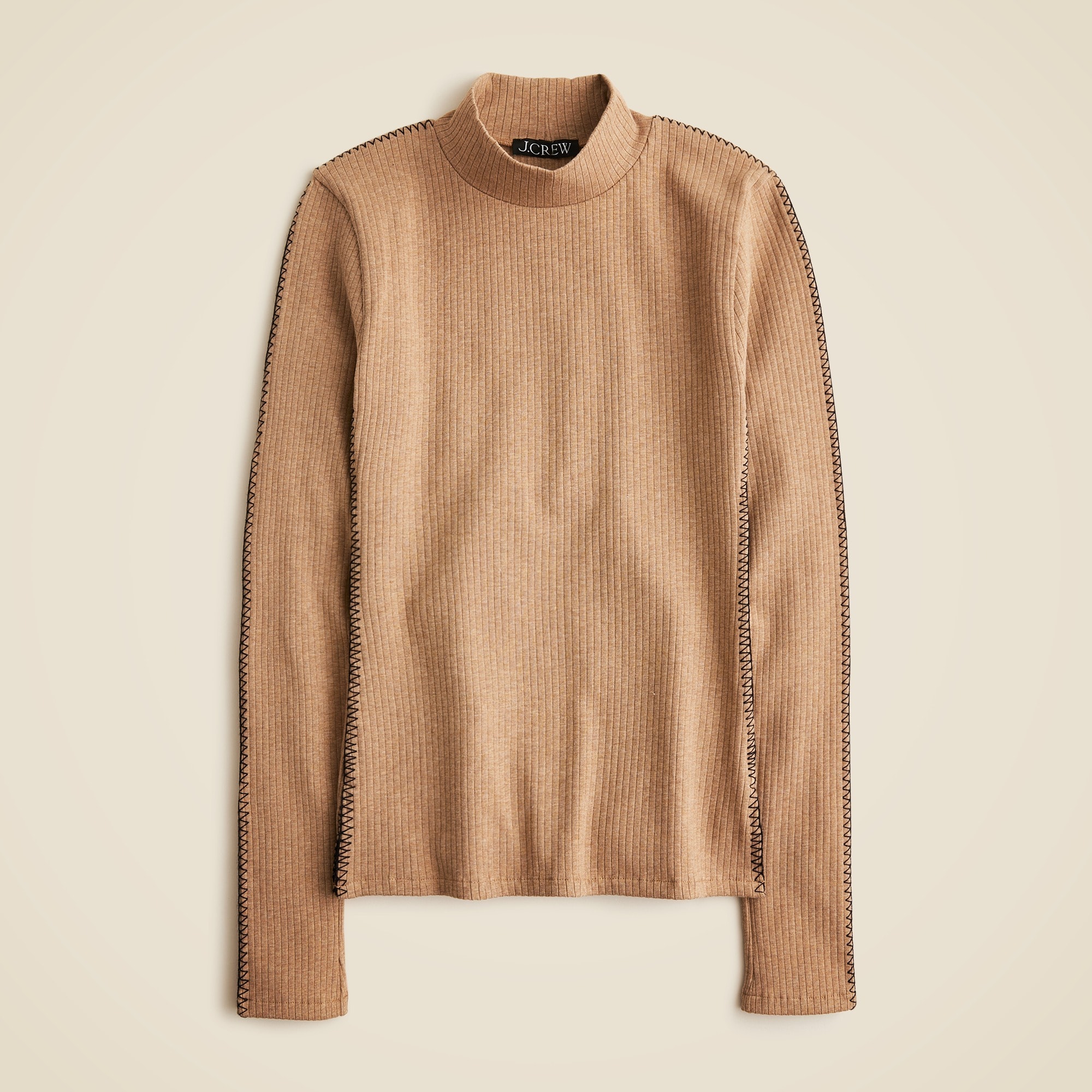 J.Crew: Premium Rib Turtleneck With Whipstitch Trim For Women