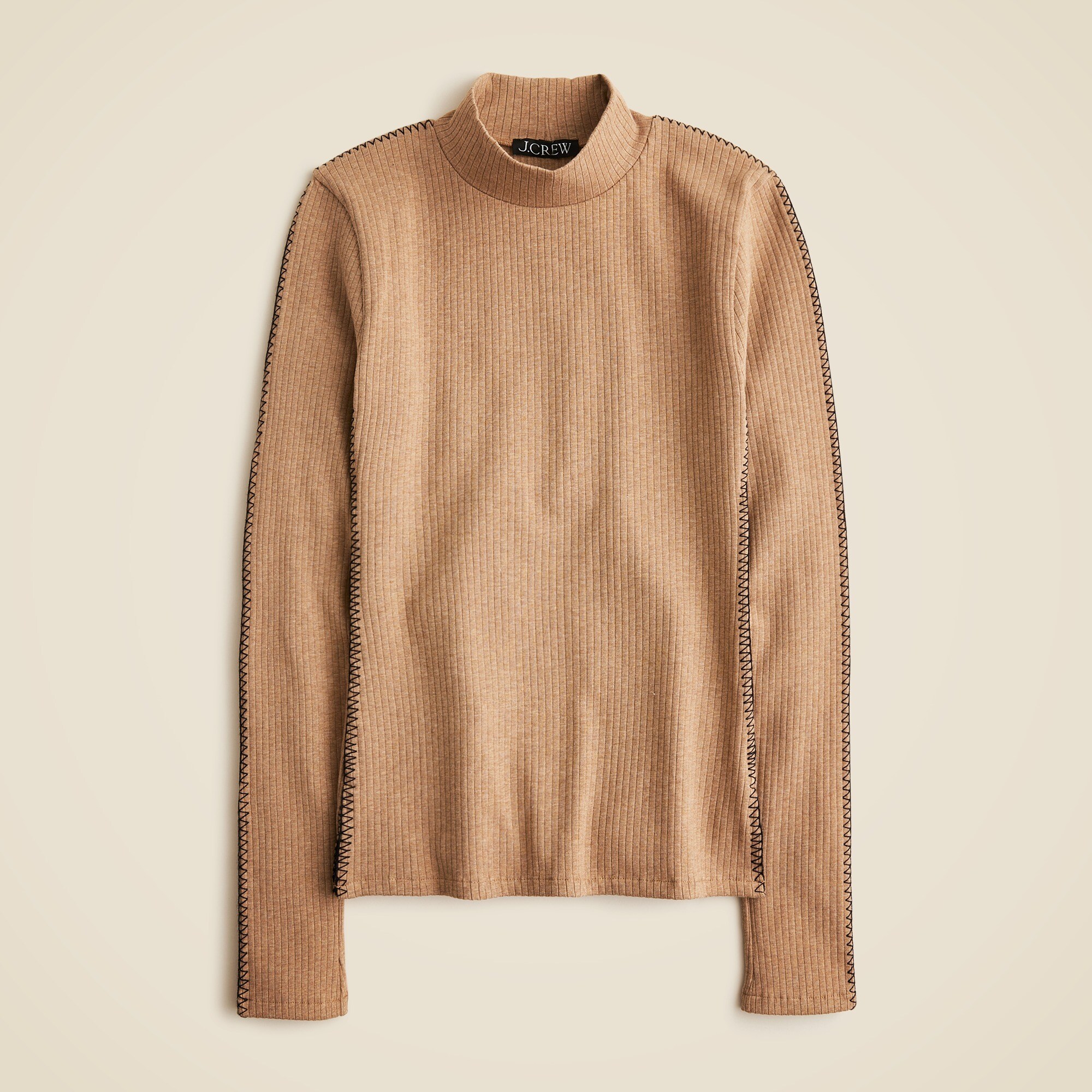Premium rib turtleneck with whipstitch trim