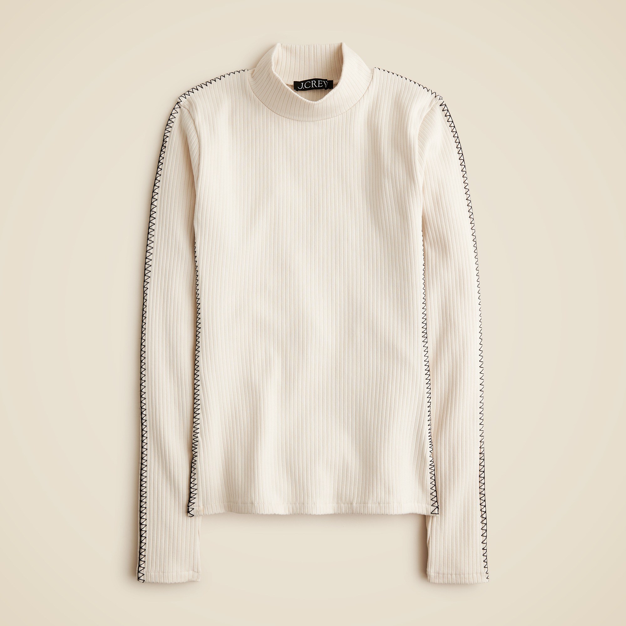 Premium Rib Turtleneck With Whipstitch Trim For Women | J.Crew