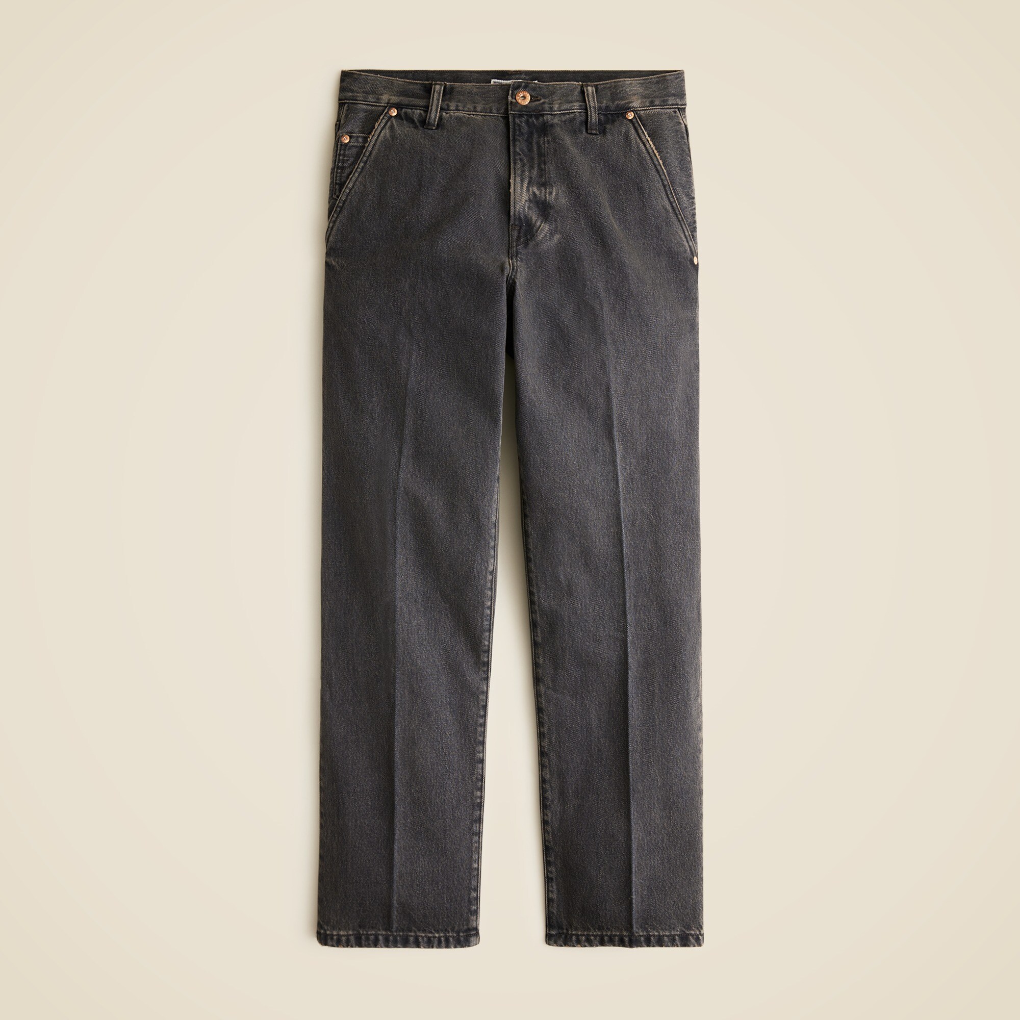 Wallace & Barnes Creased Slant-pocket Jean In Faded Black Wash For 