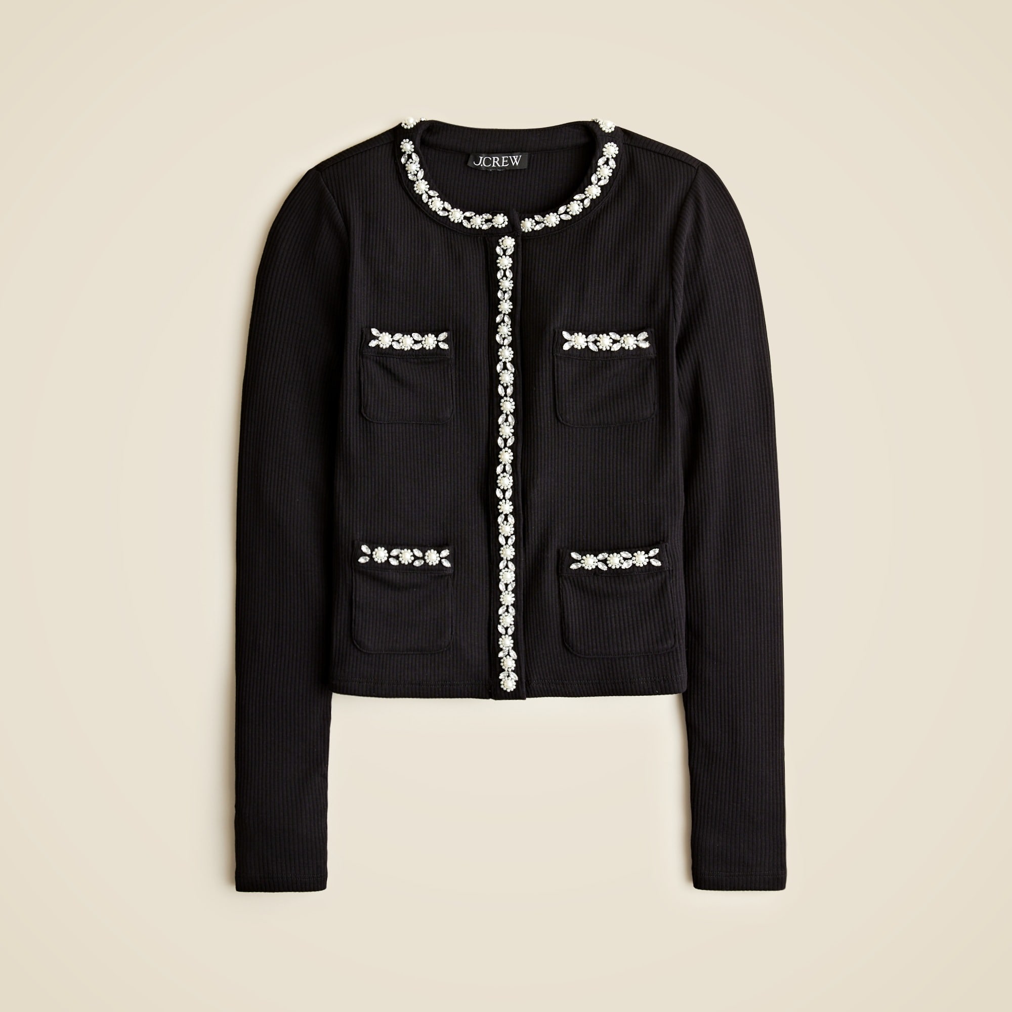 J.Crew: Vintage Rib Lady Jacket With Pearl Trim For Women
