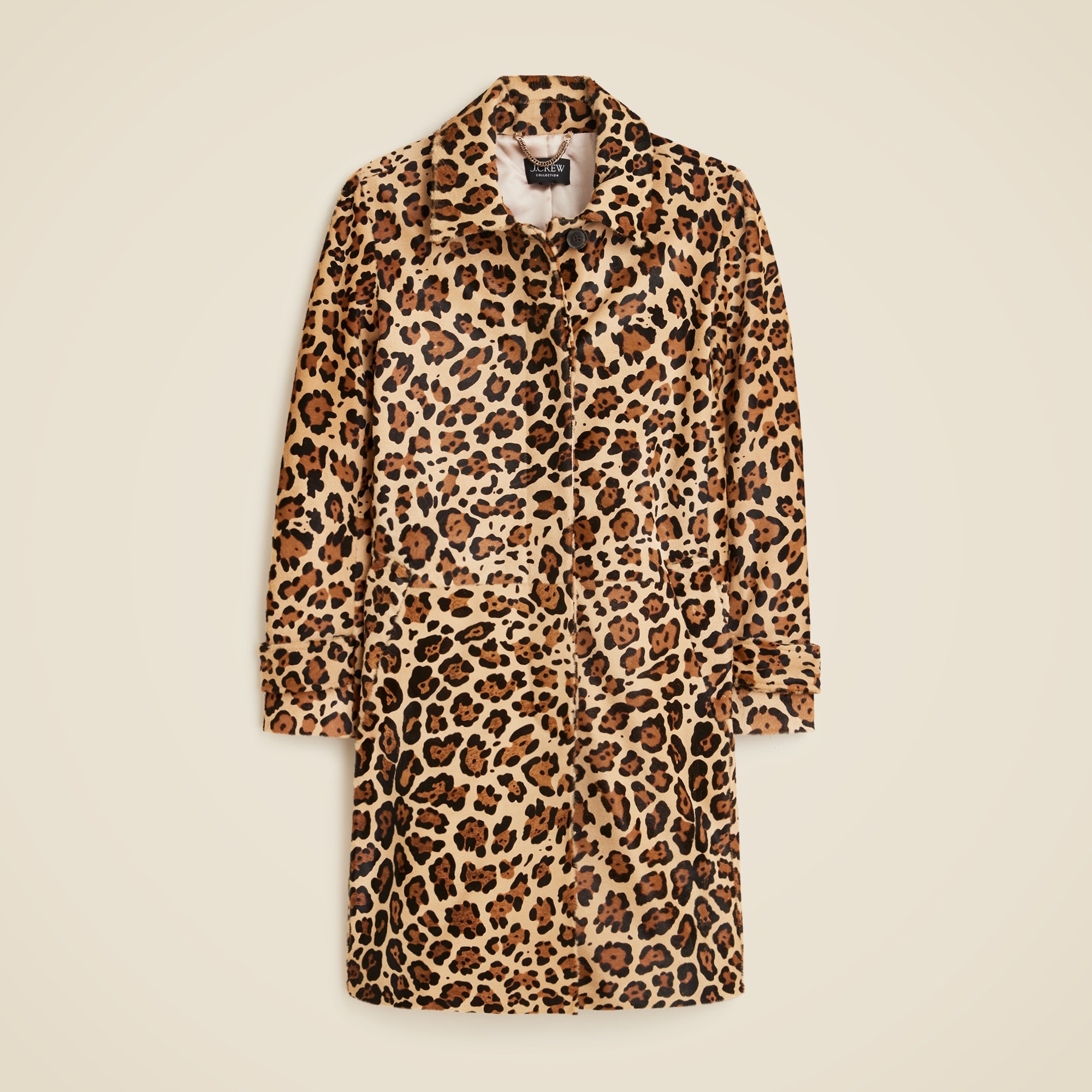 Collection calf hair car coat in leopard
