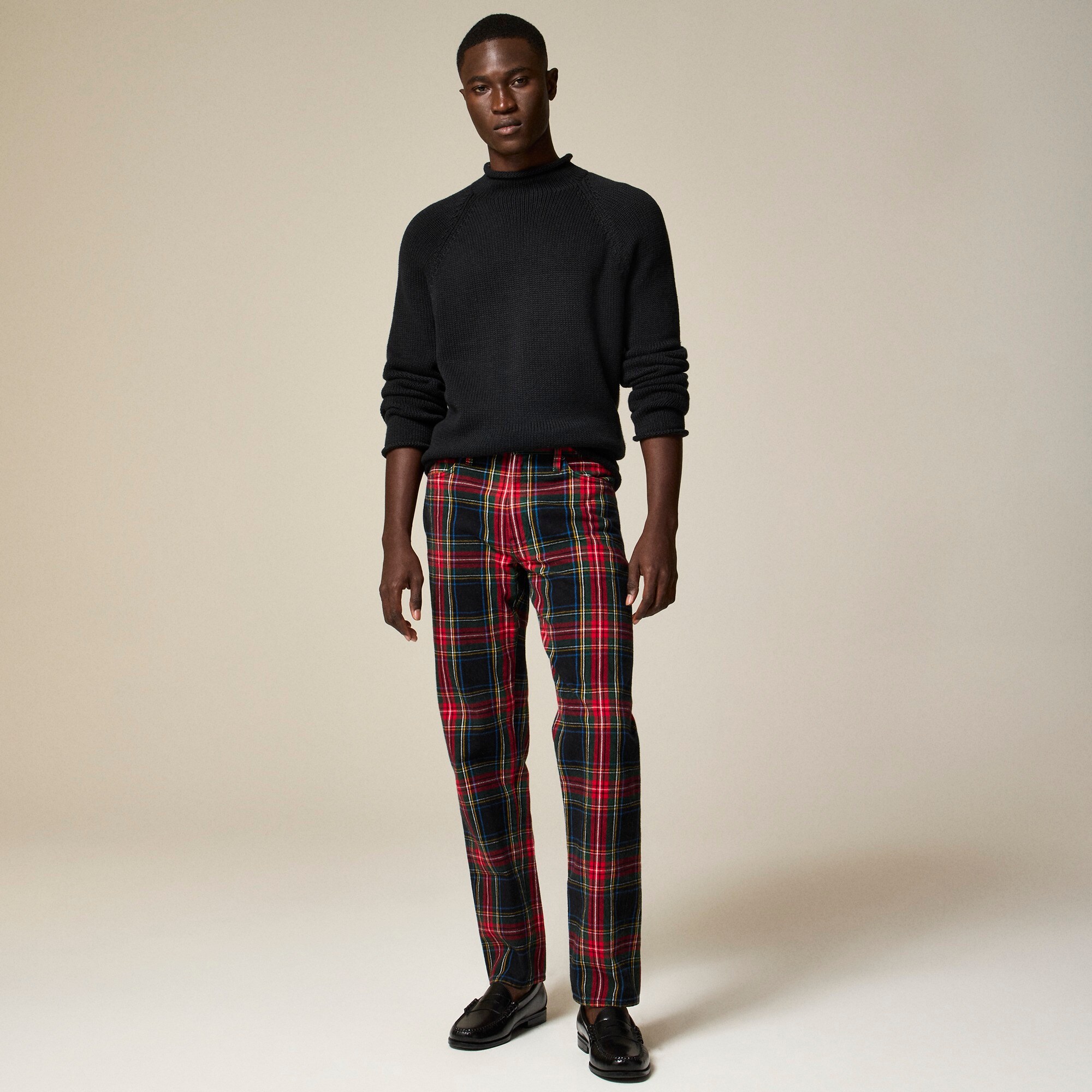 Classic five-pocket brushed twill pant in plaid
