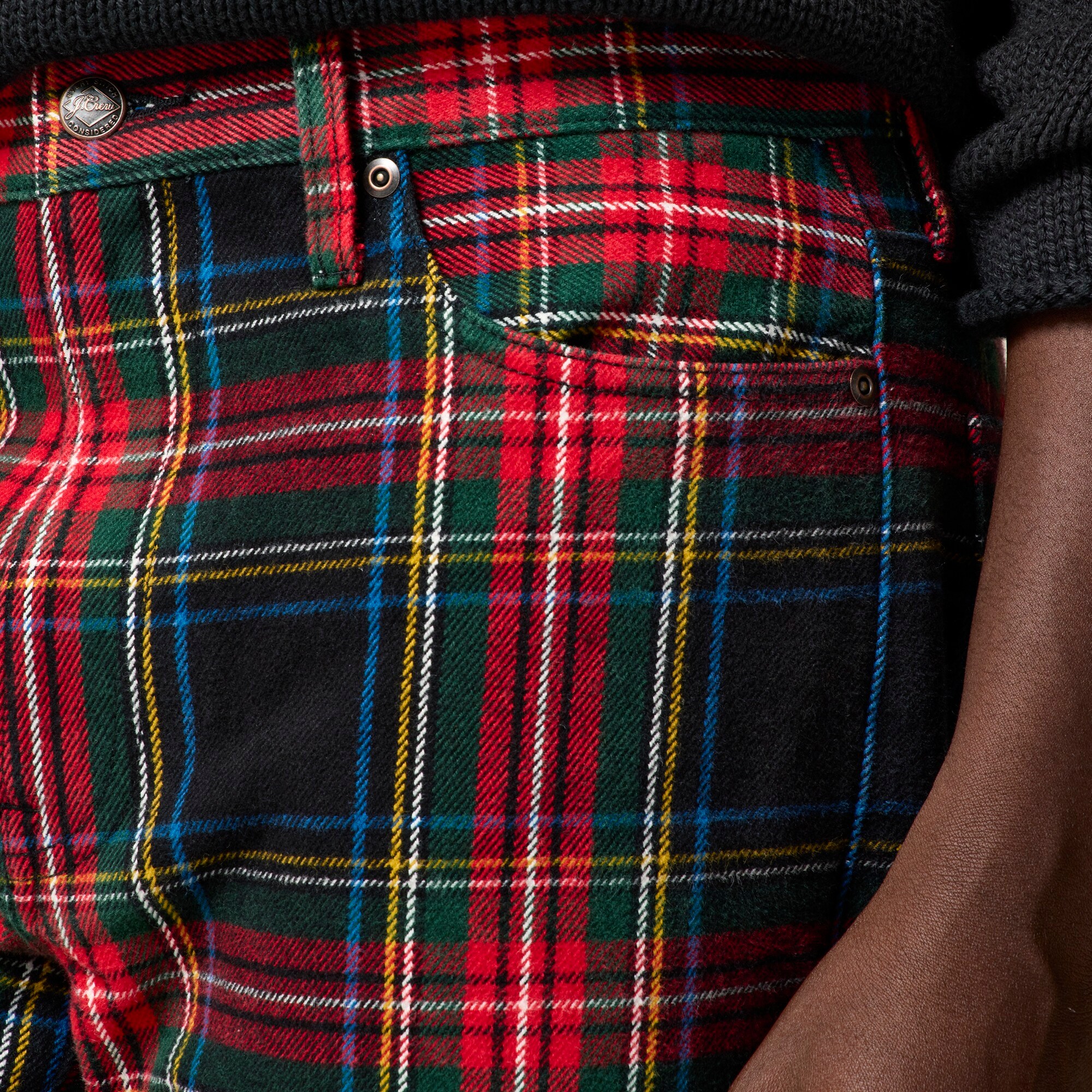 Classic five-pocket brushed twill pant in plaid