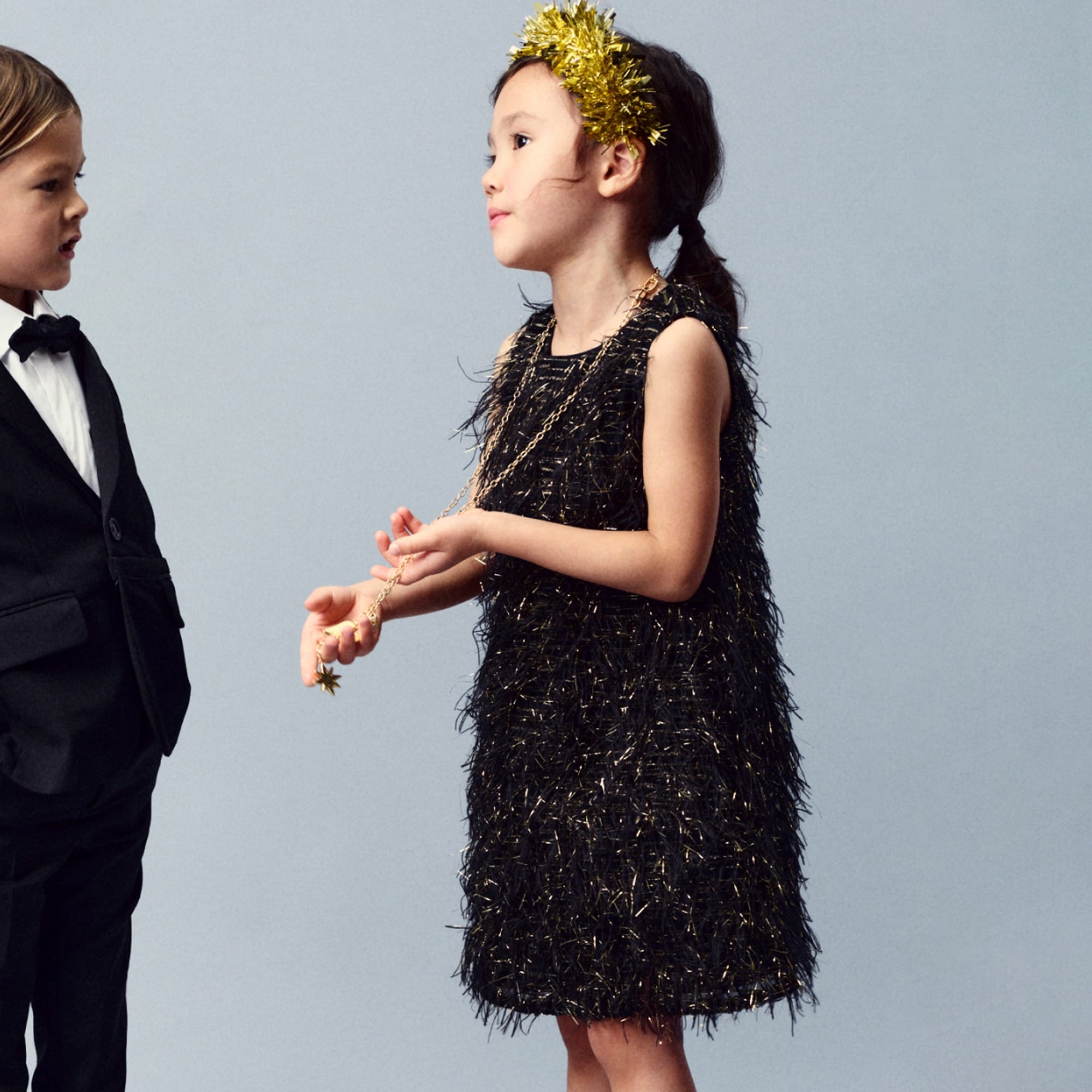  Girls' tinsel shift dress