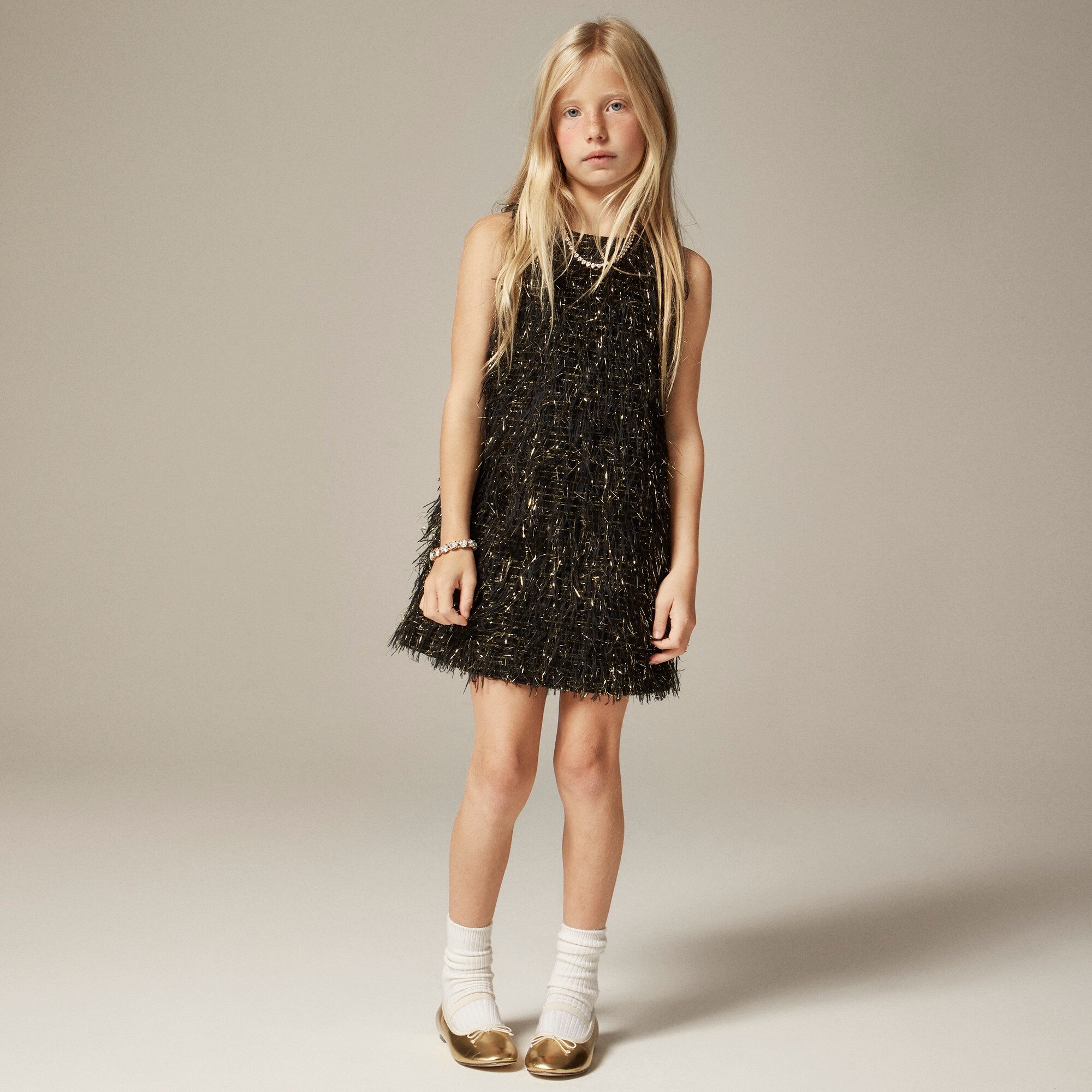 Girls' tinsel shift dress