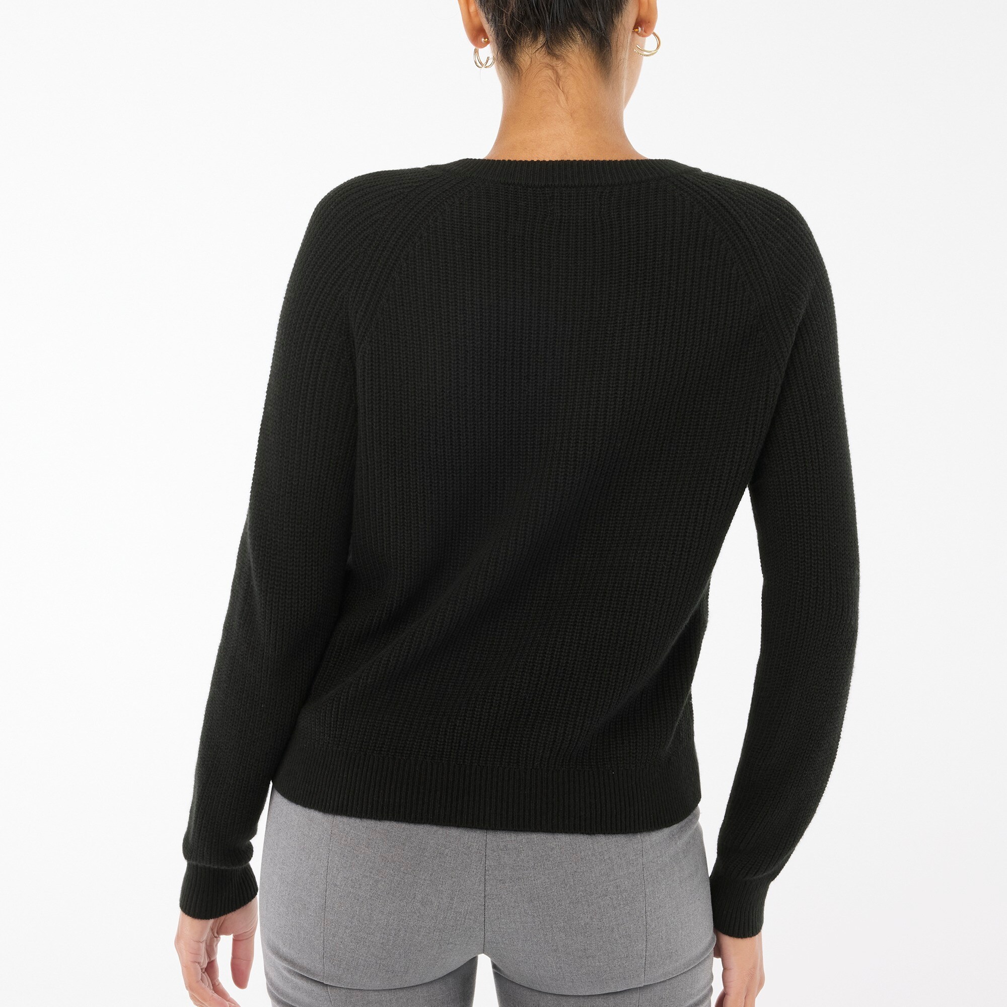 Button raglan crewneck sweater