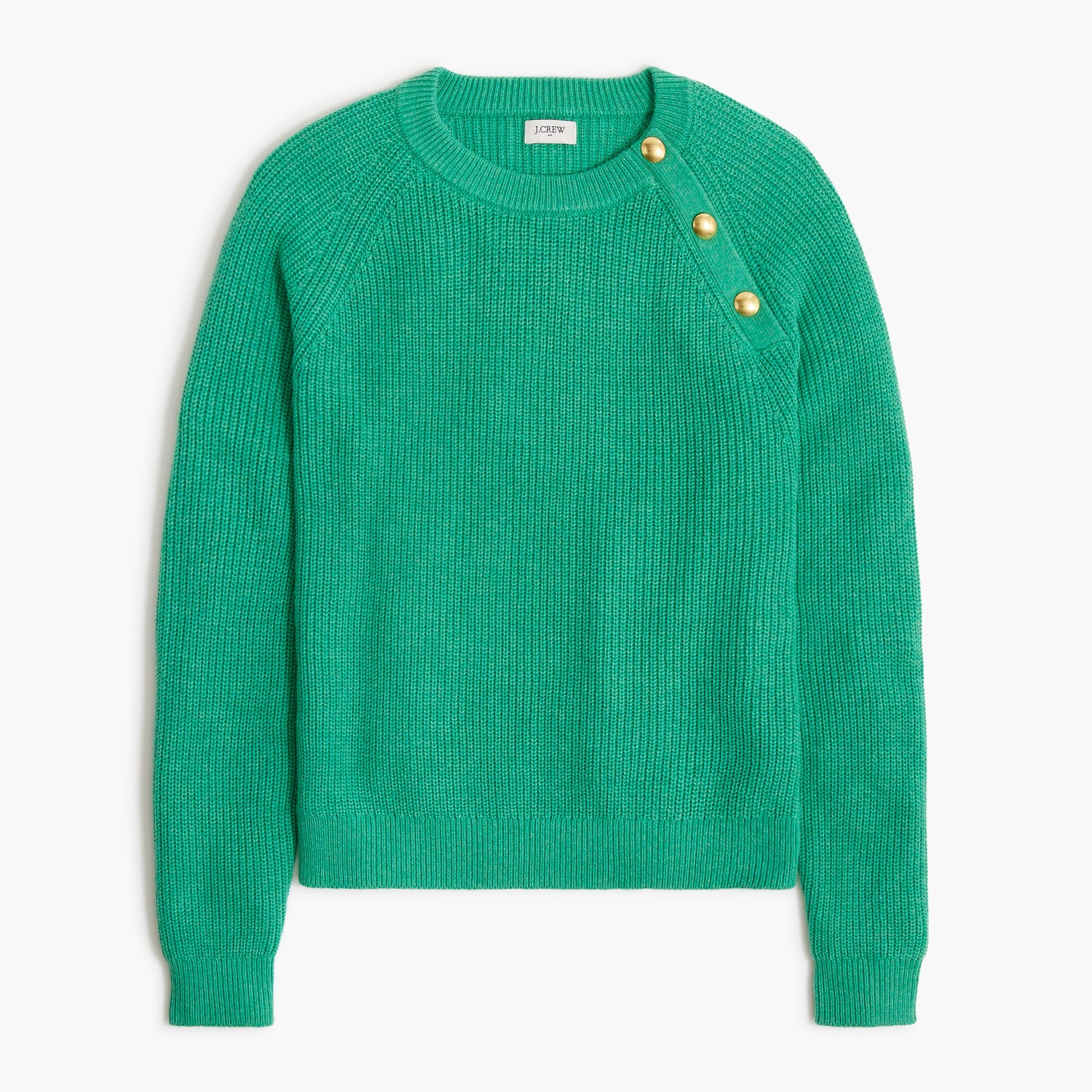 Button raglan crewneck sweater
