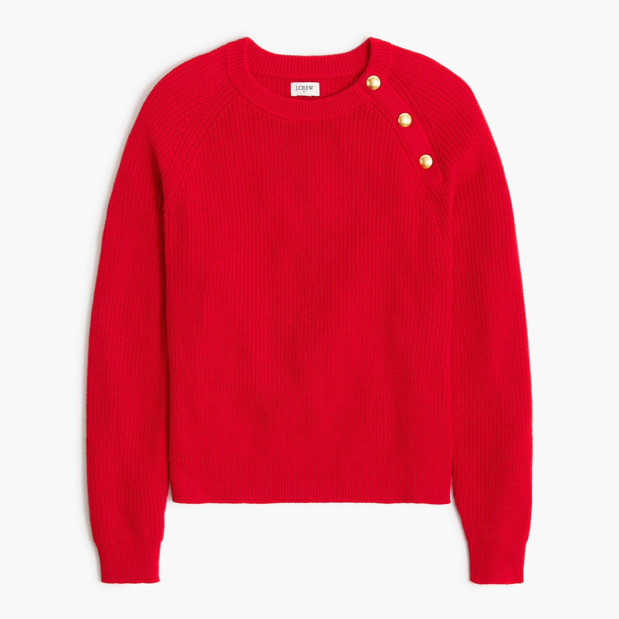Button raglan crewneck sweater