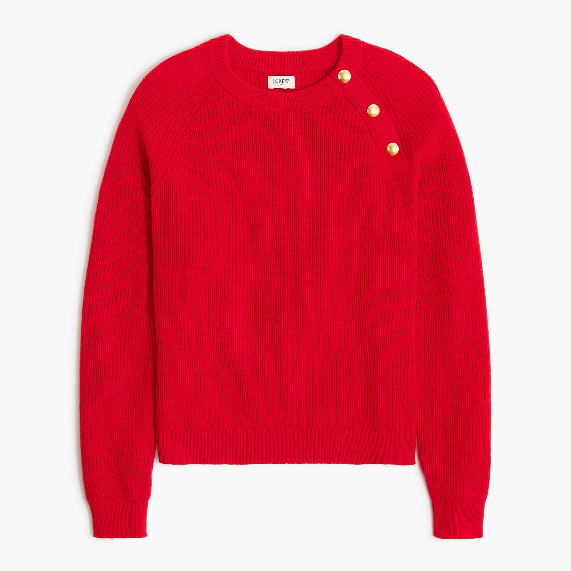 button raglan crewneck sweater for women