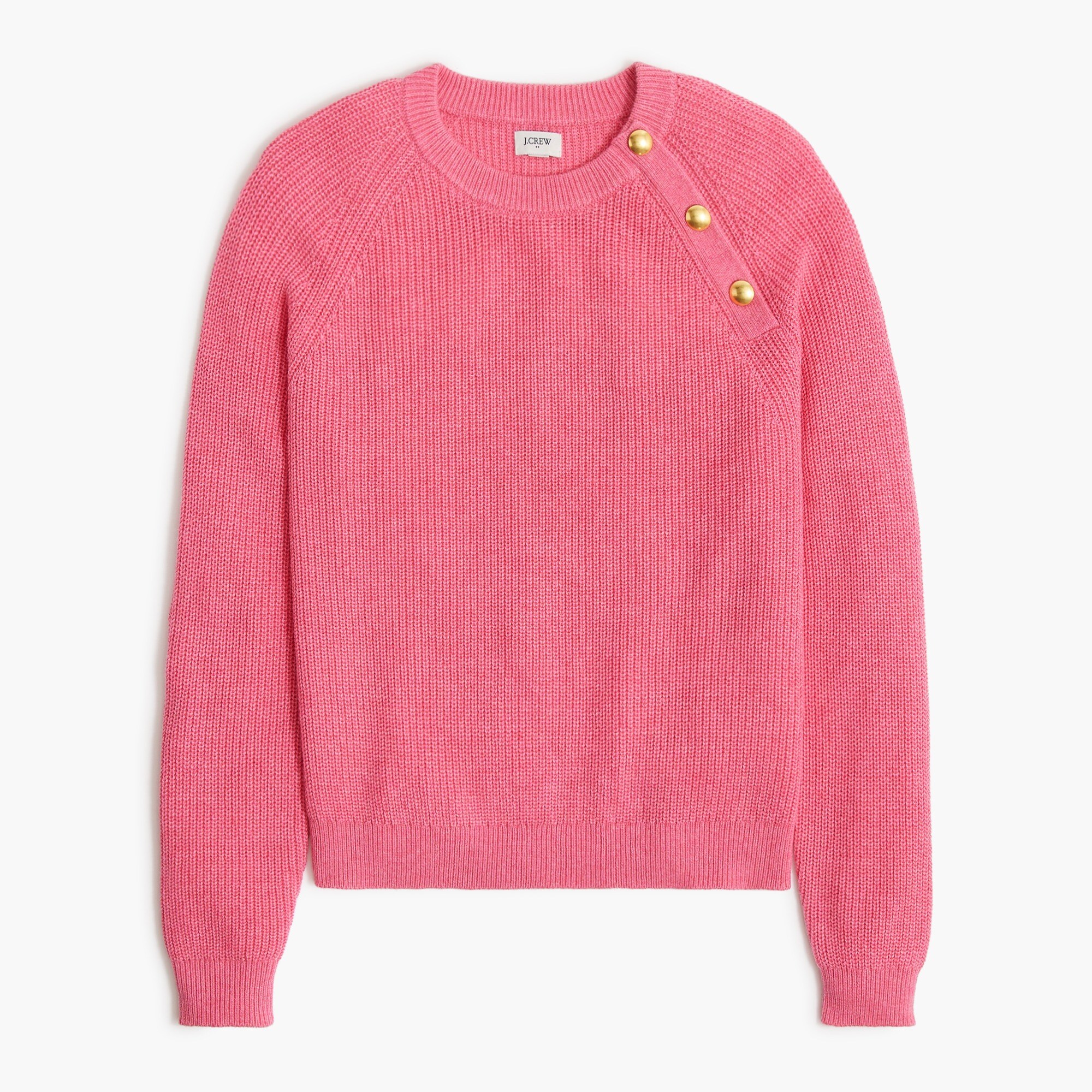 Button raglan crewneck sweater