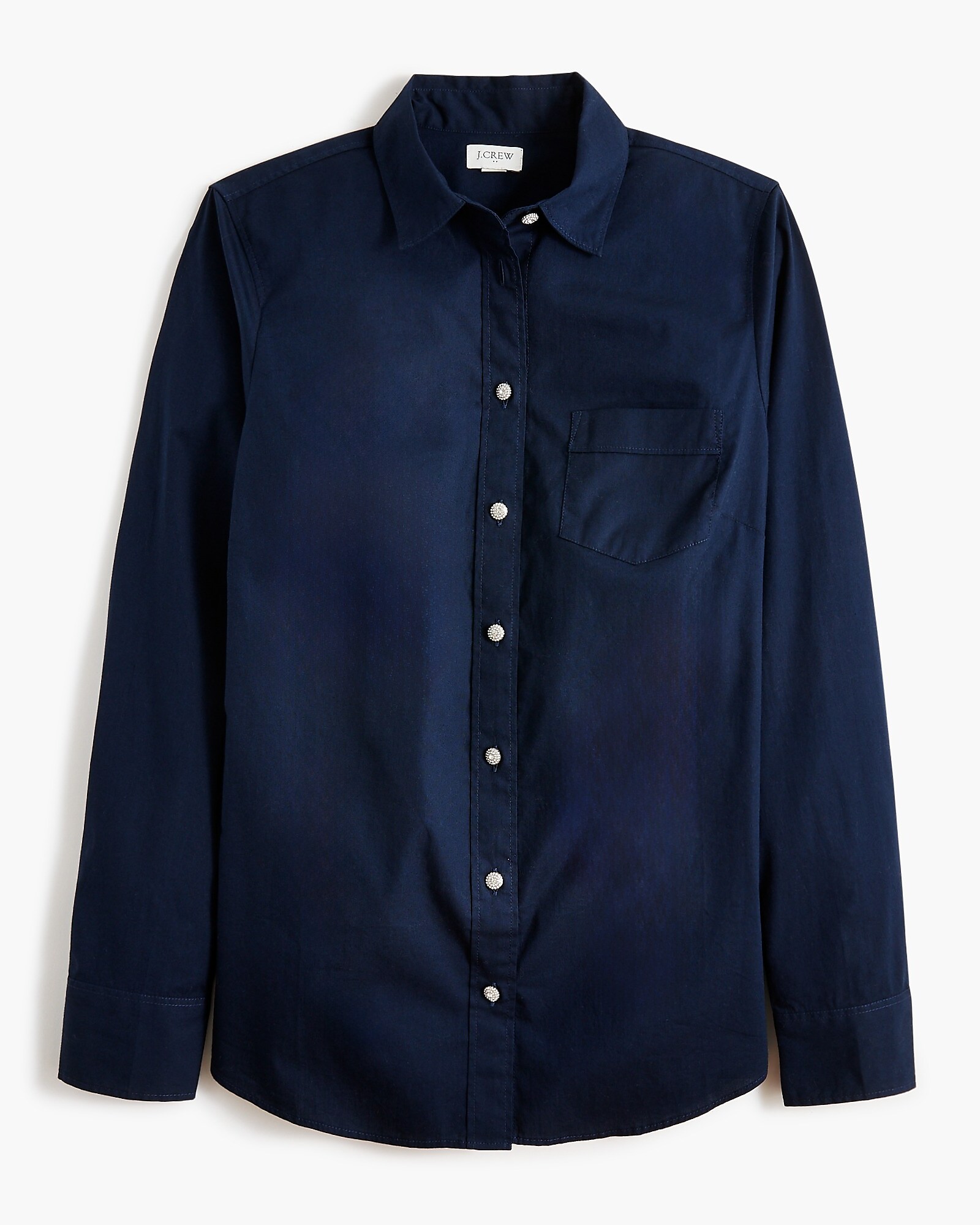Factory: Jeweled Button-up Cotton Poplin Shirt In Signature Factory: Jeweled Button-up Cotton Poplin Shirt In Signature