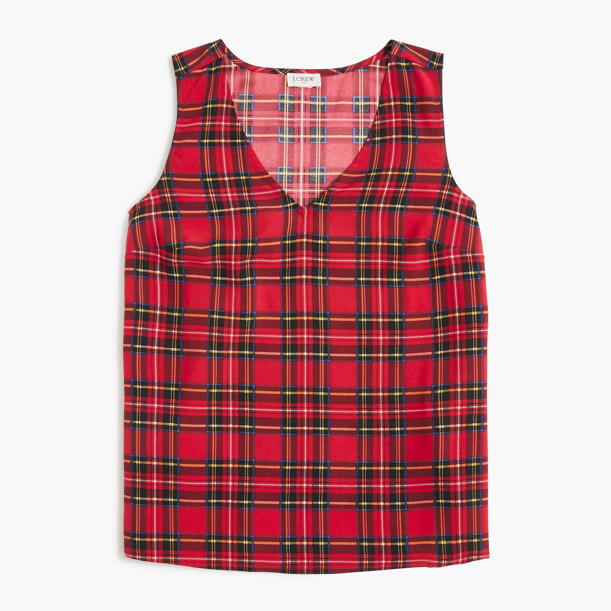 tartan sleeveless blouse for women