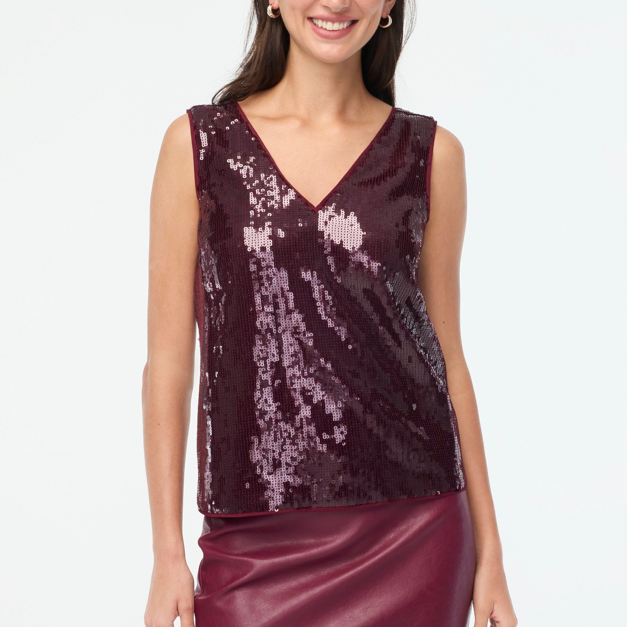 womens Sequin V-neck shell