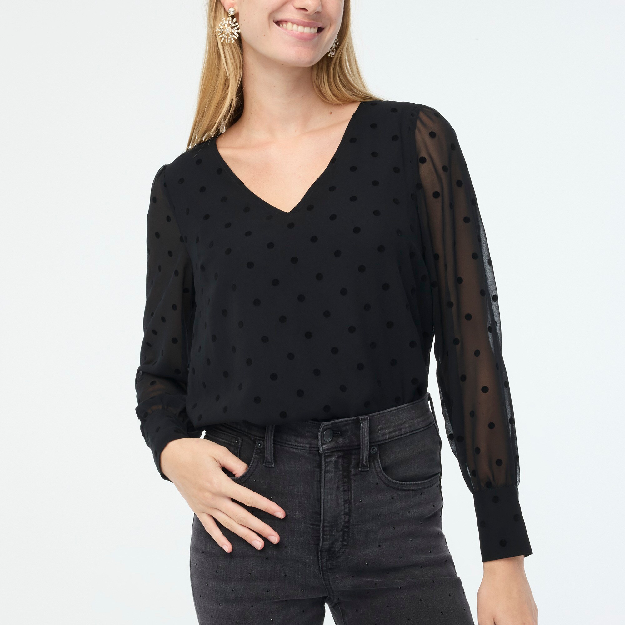 Petite chiffon dotted top