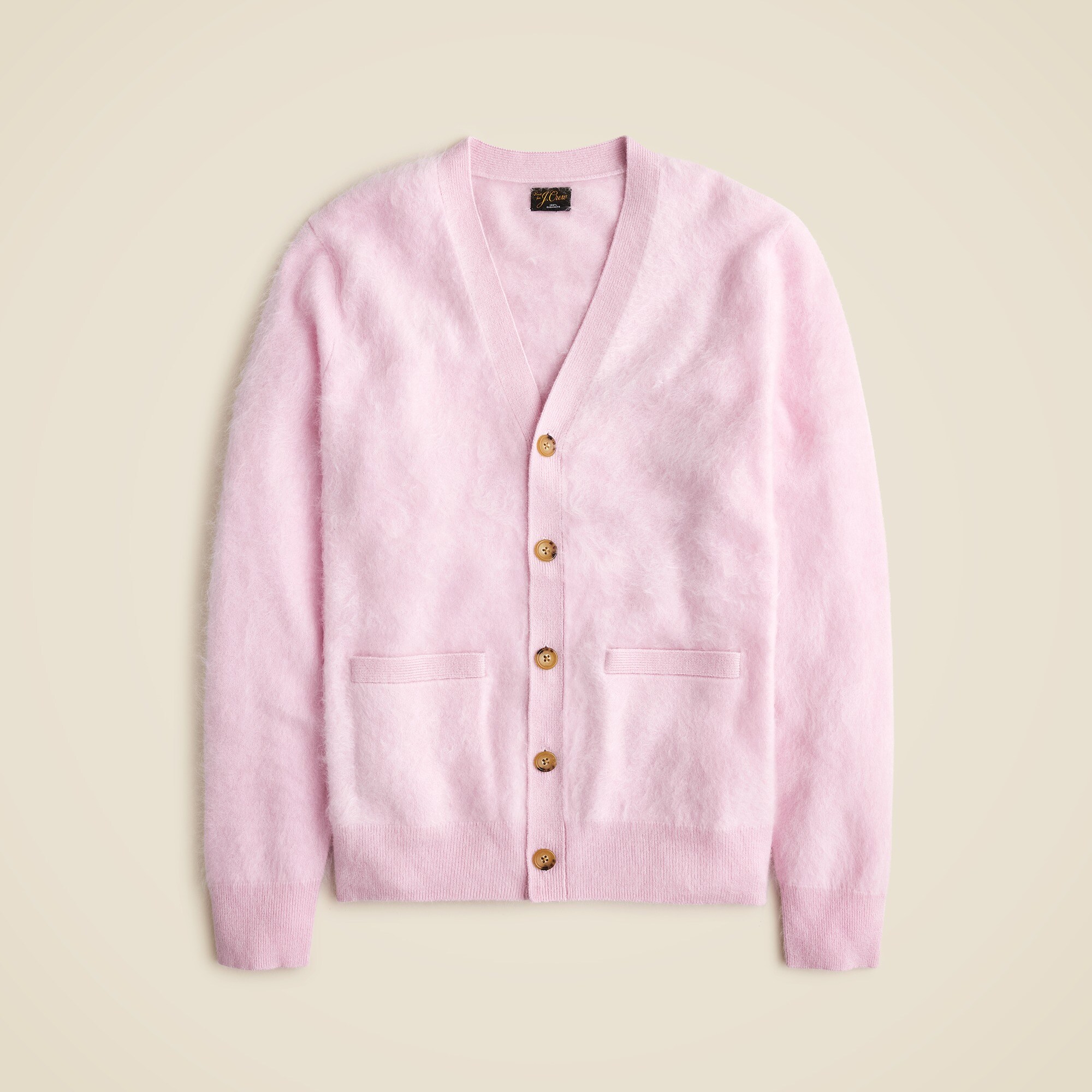 Brushed cashmere V-neck cardigan sweater