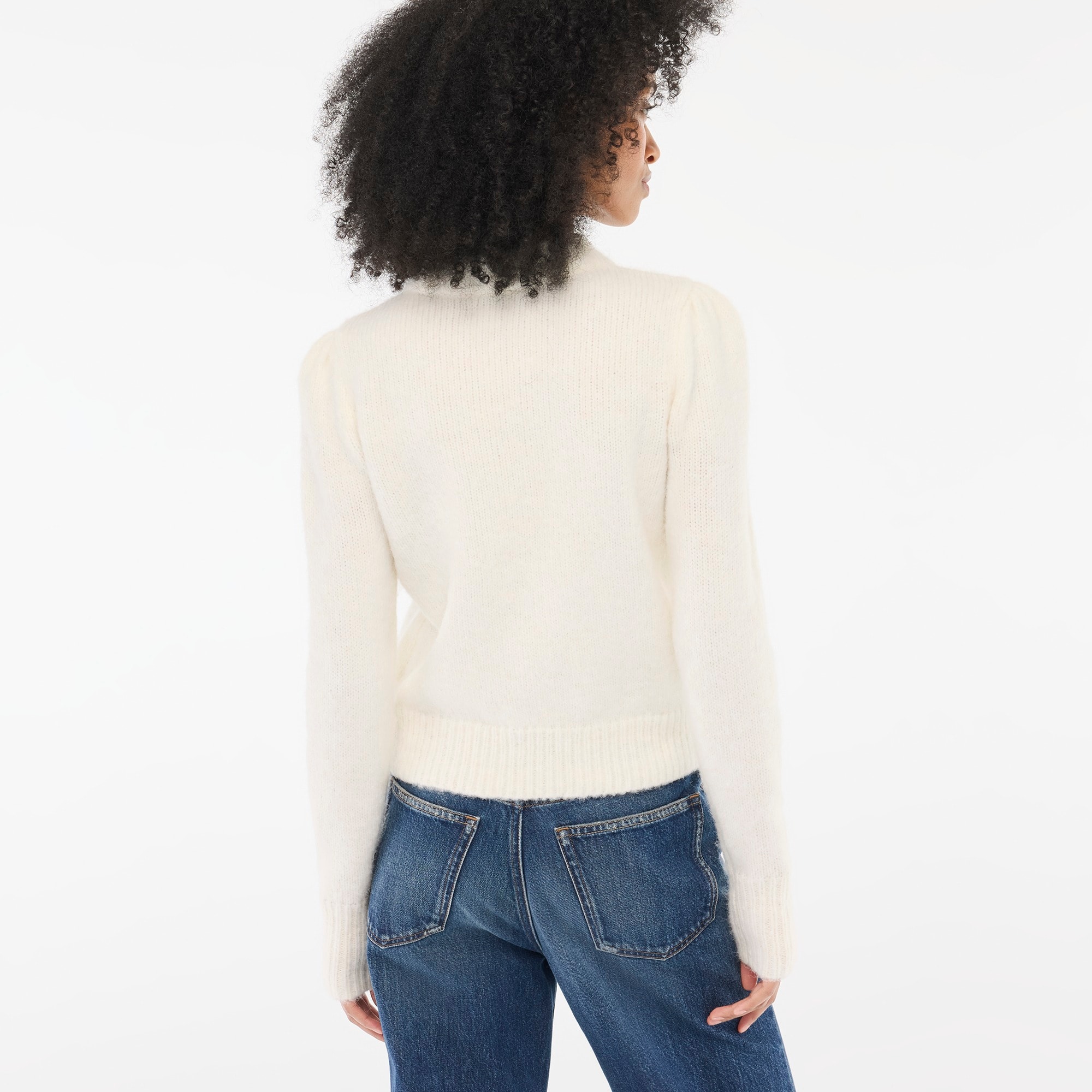 Fuzzy puff-sleeve sweater