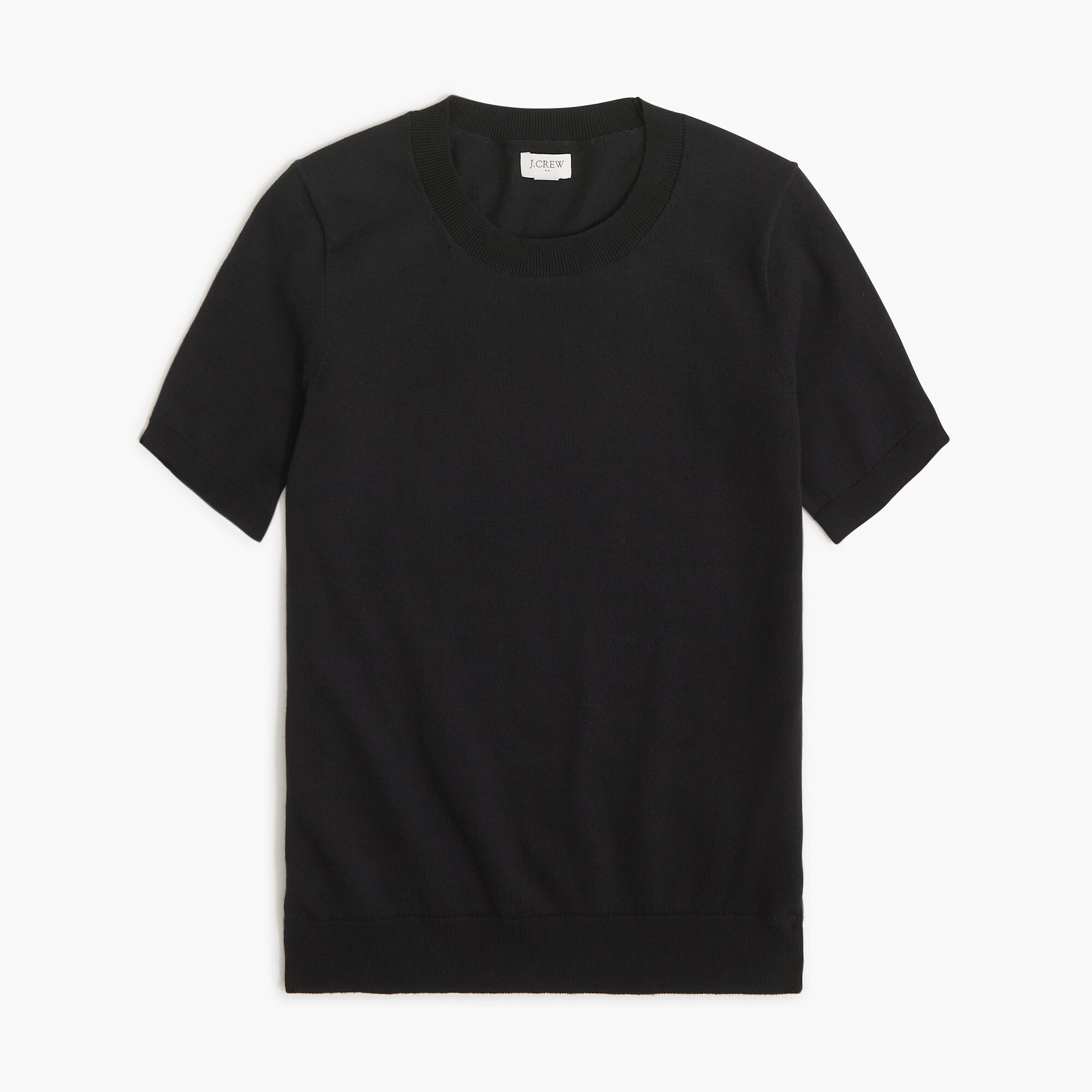 Short-sleeve cotton crewneck sweater