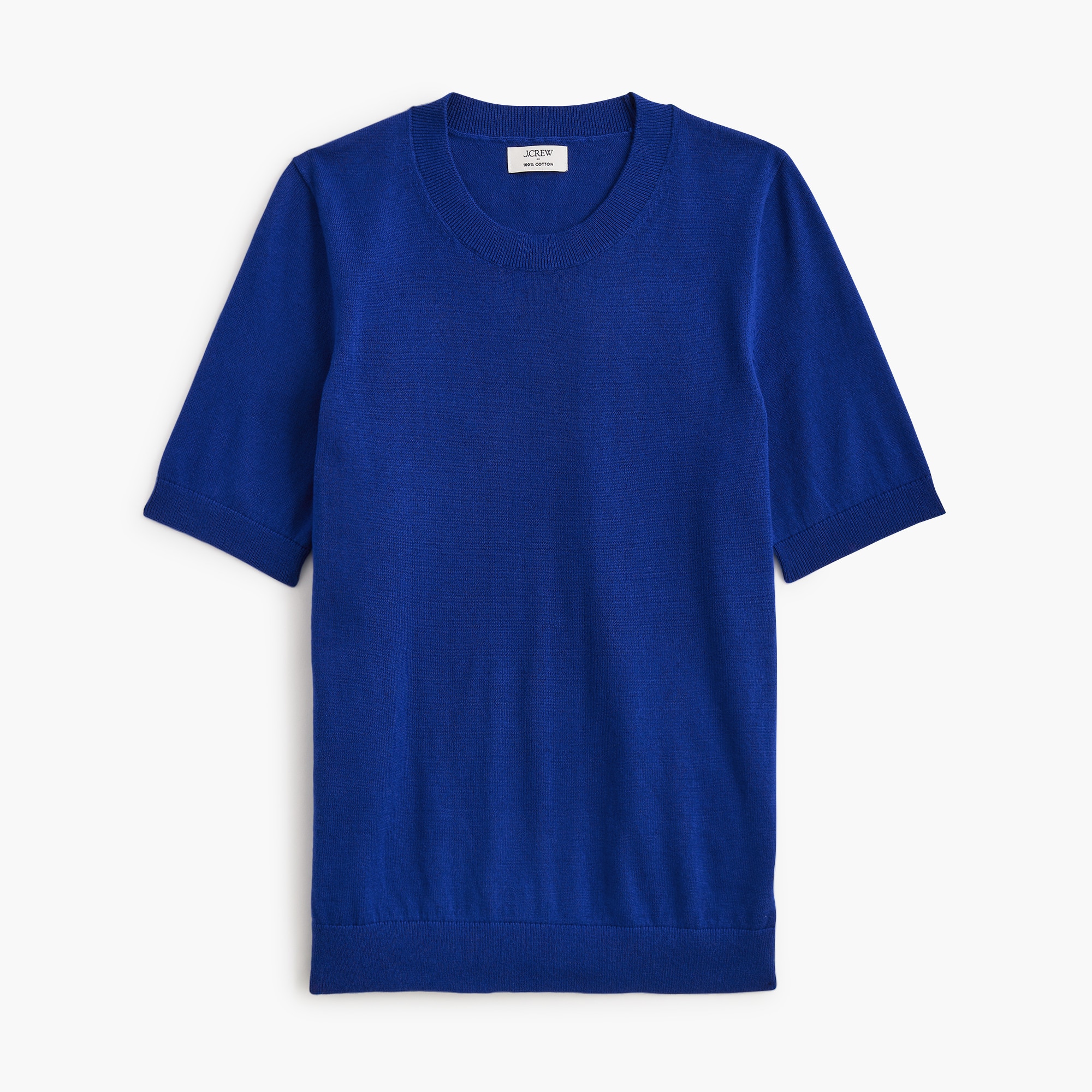 Short-sleeve cotton crewneck sweater