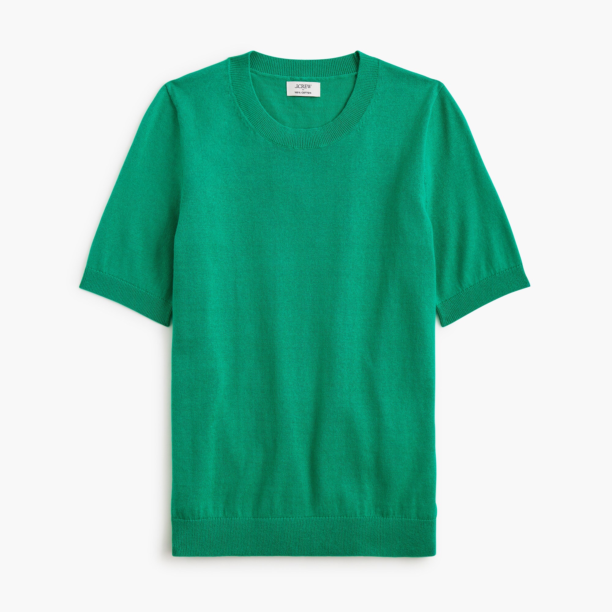 Short-sleeve cotton crewneck sweater
