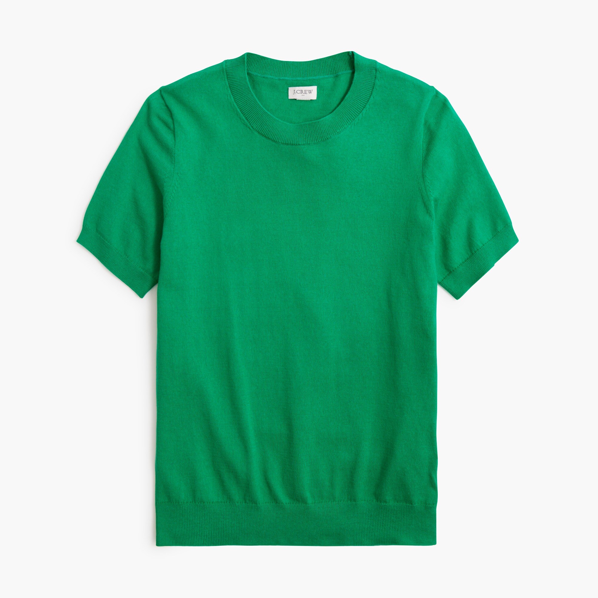 Short-sleeve cotton crewneck sweater