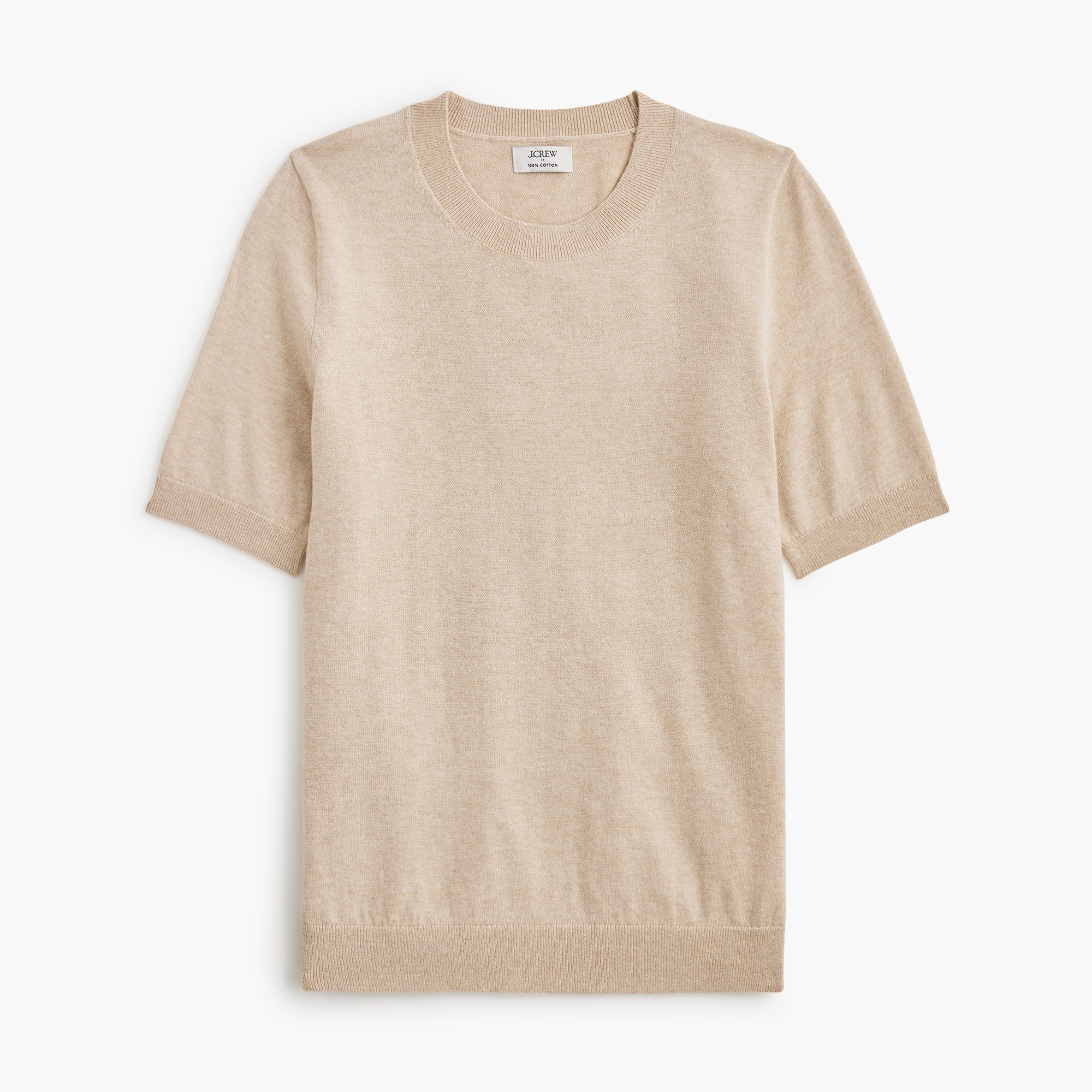 Short-sleeve cotton crewneck sweater