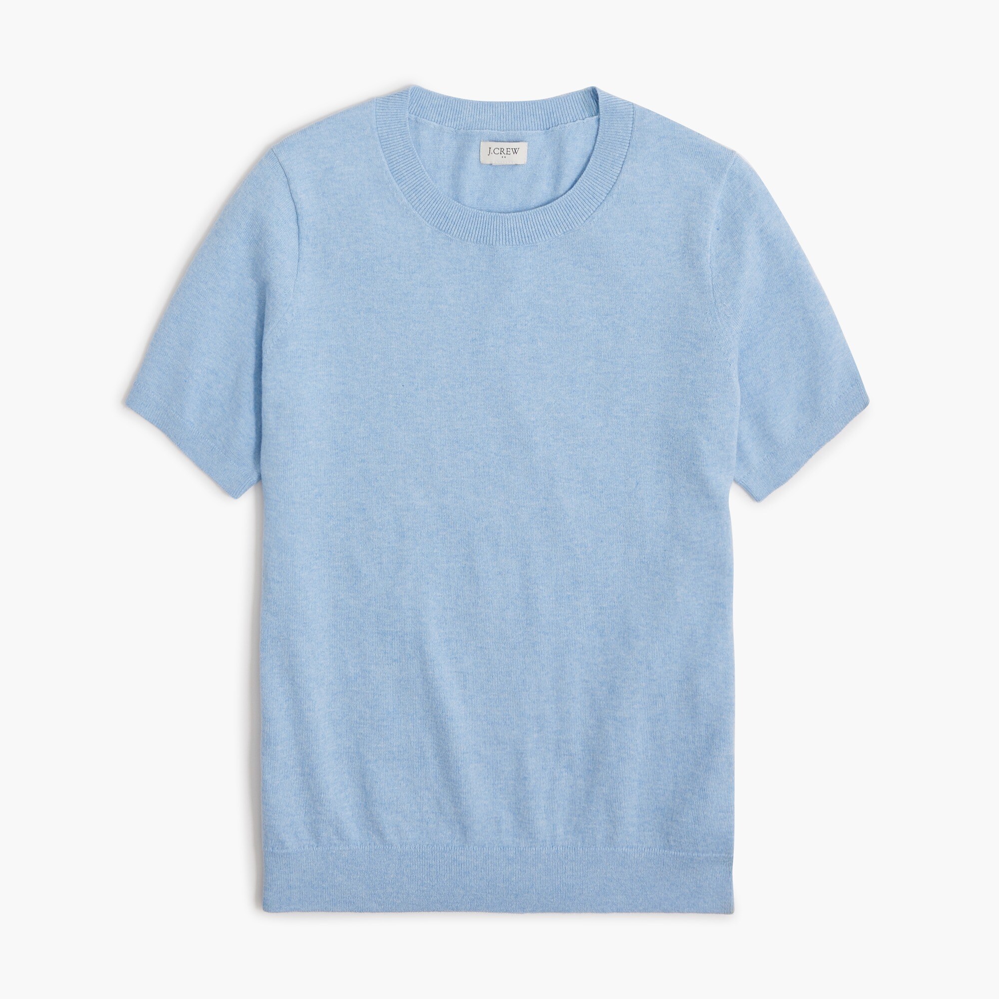 Short-sleeve cotton crewneck sweater