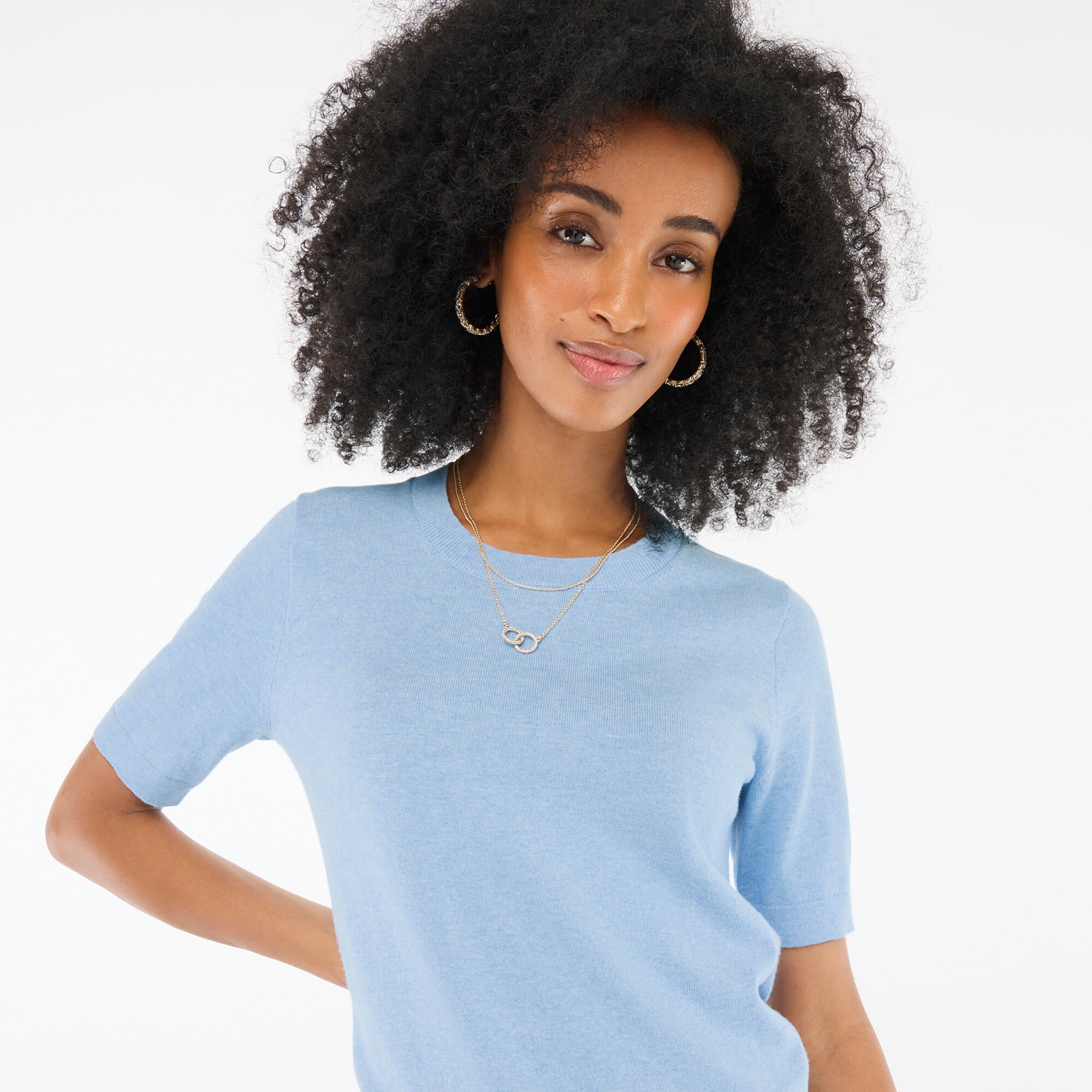 Short-sleeve Cotton Crewneck Sweater For Women | Factory