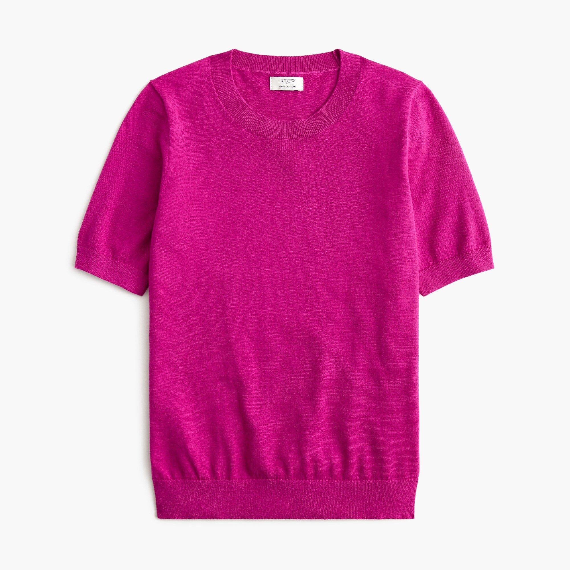 Short-sleeve cotton crewneck sweater