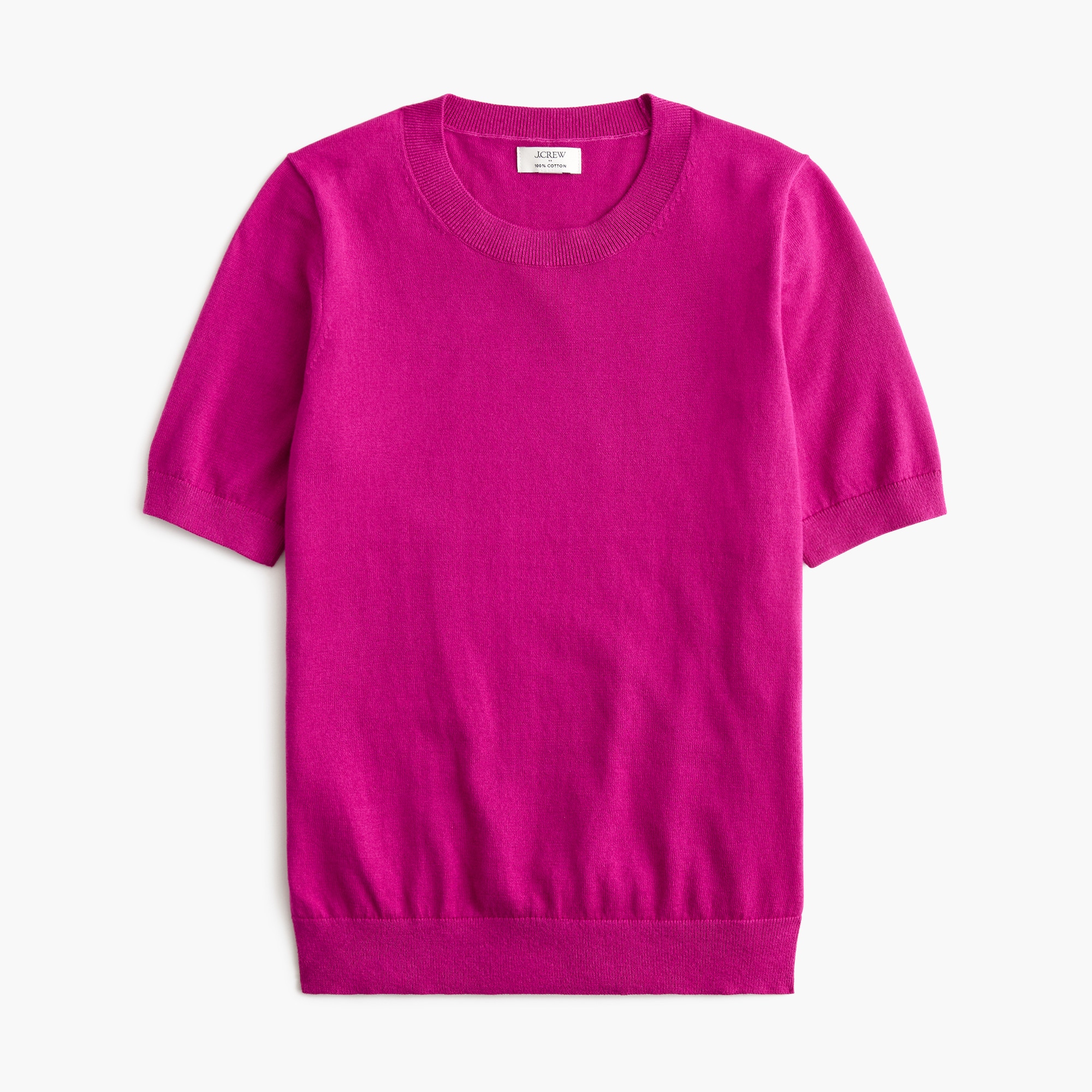 Short-sleeve cotton crewneck sweater