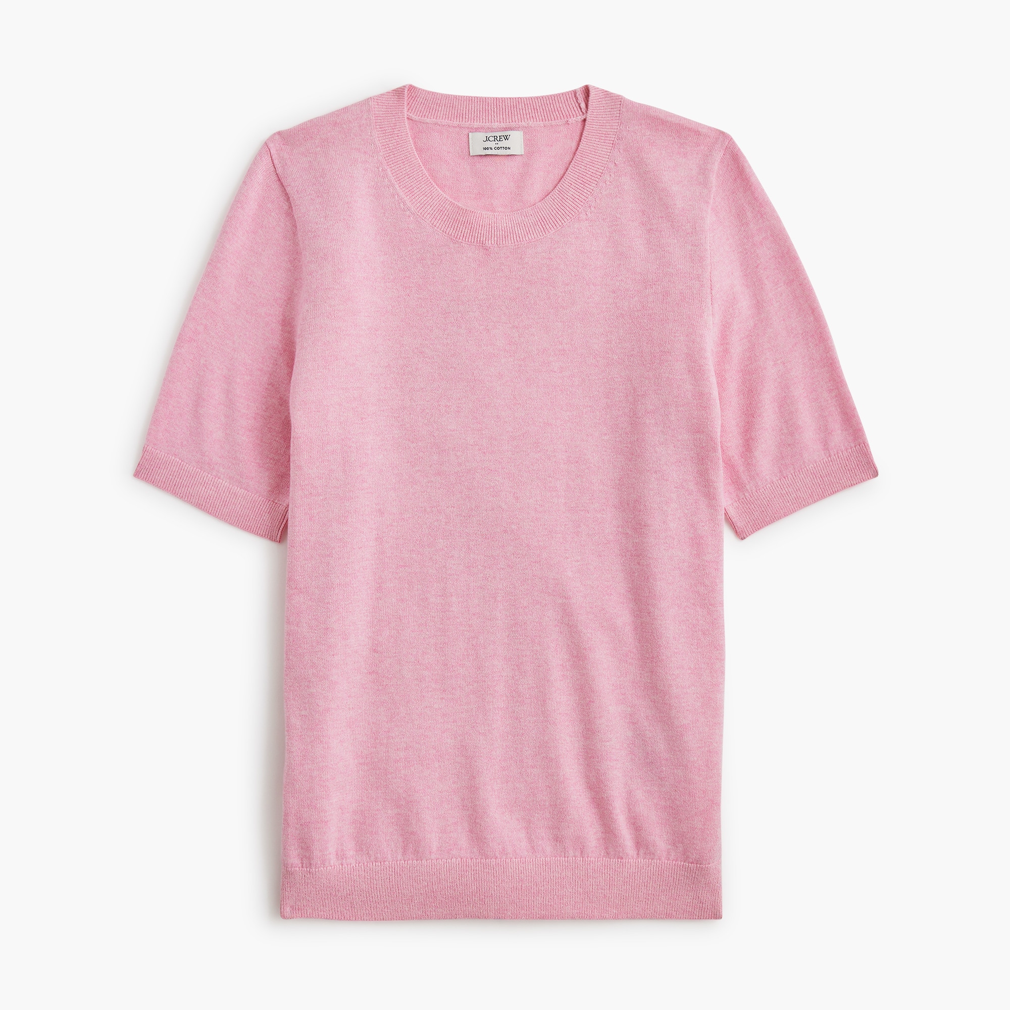 womens Short-sleeve cotton crewneck sweater