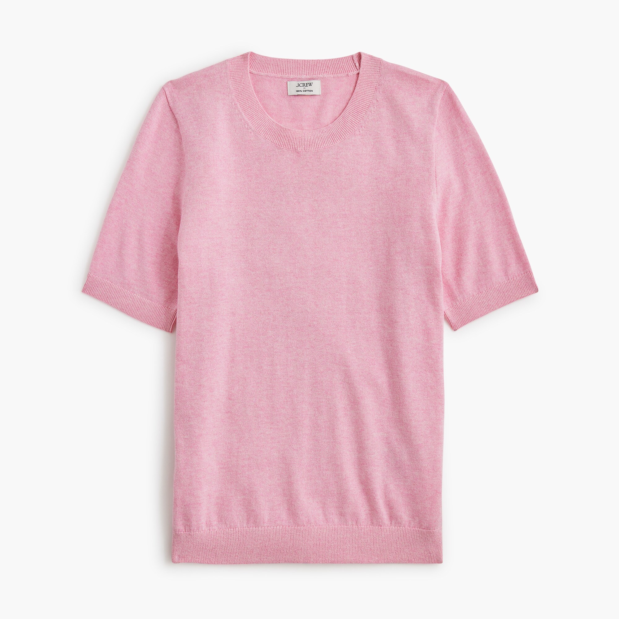 Short-sleeve cotton crewneck sweater
