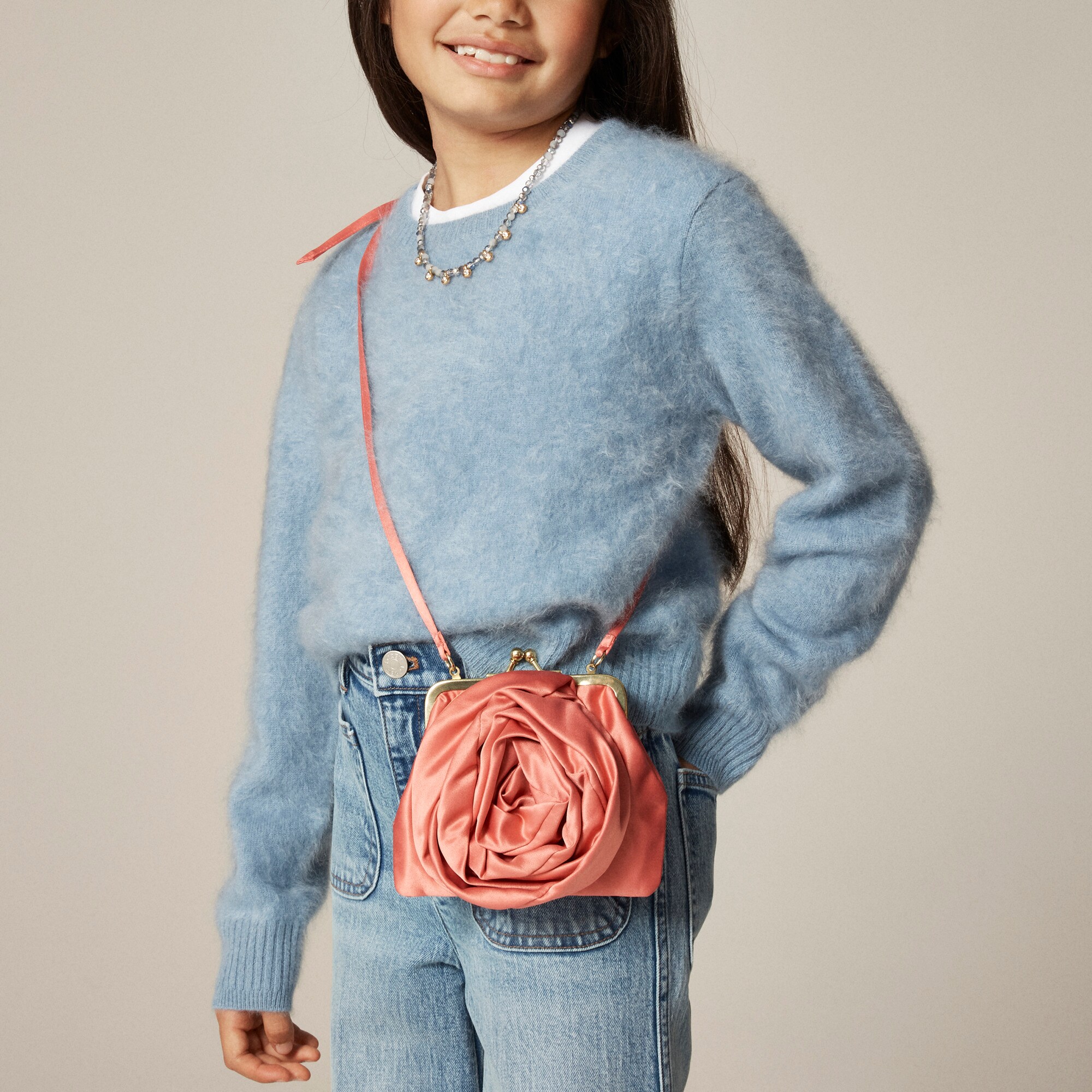  Girls' rosette satin purse