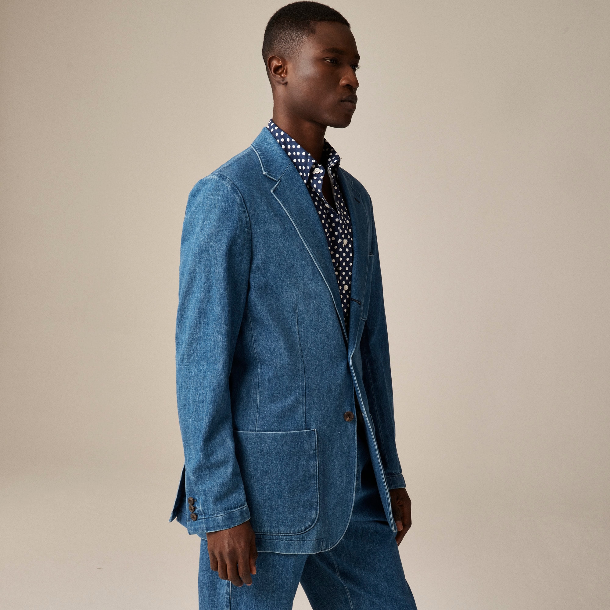 Relaxed-fit suit jacket in Japanese denim