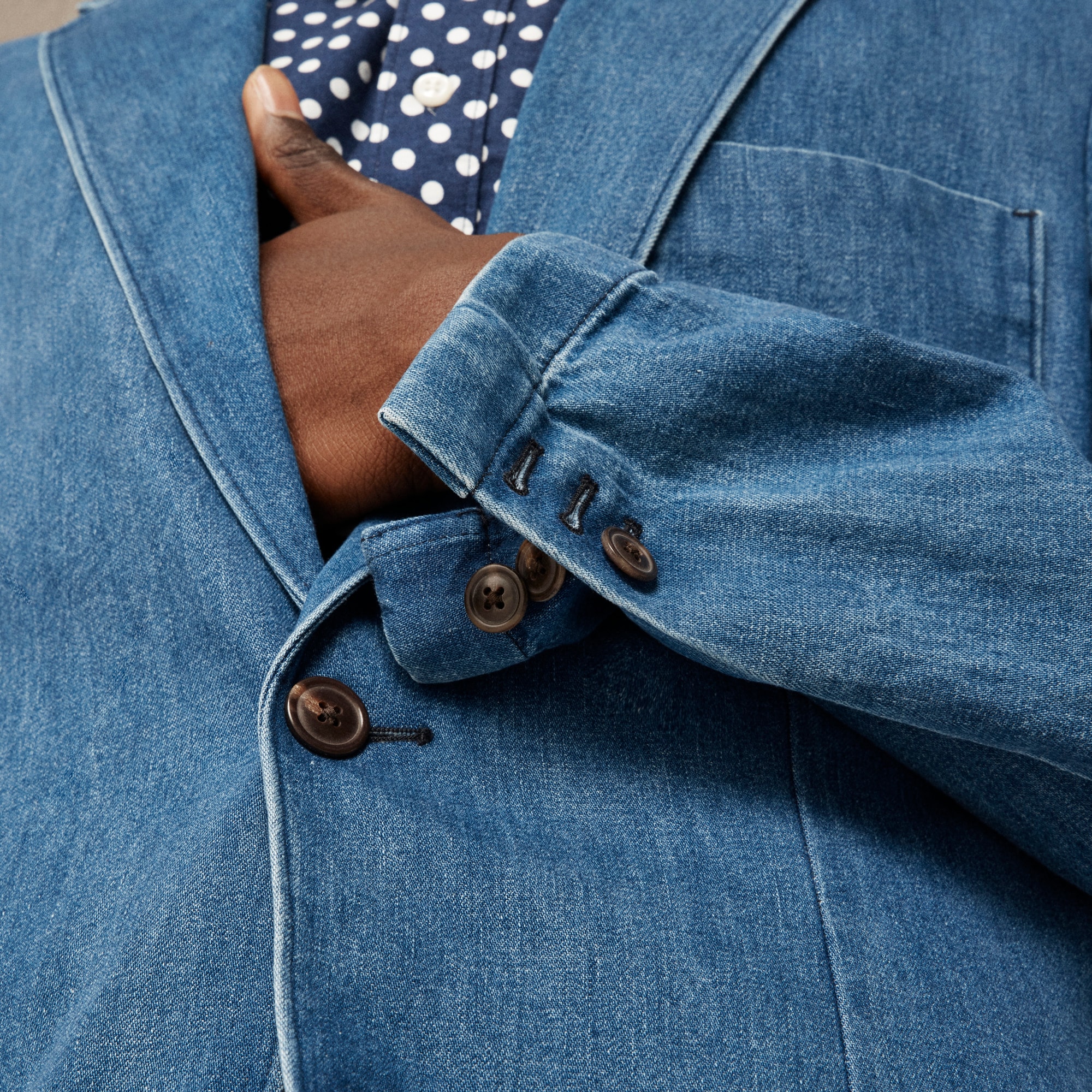 Relaxed-fit suit jacket in Japanese denim