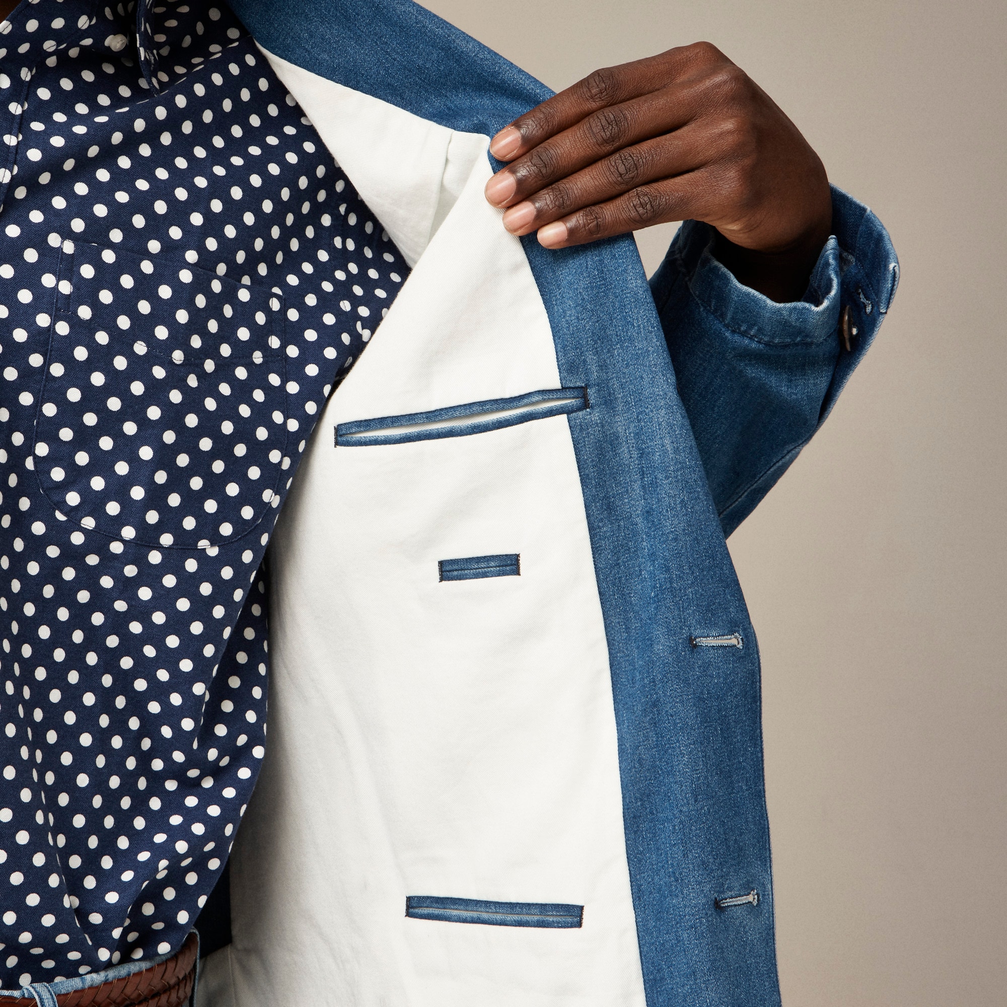 Relaxed-fit suit jacket in Japanese denim