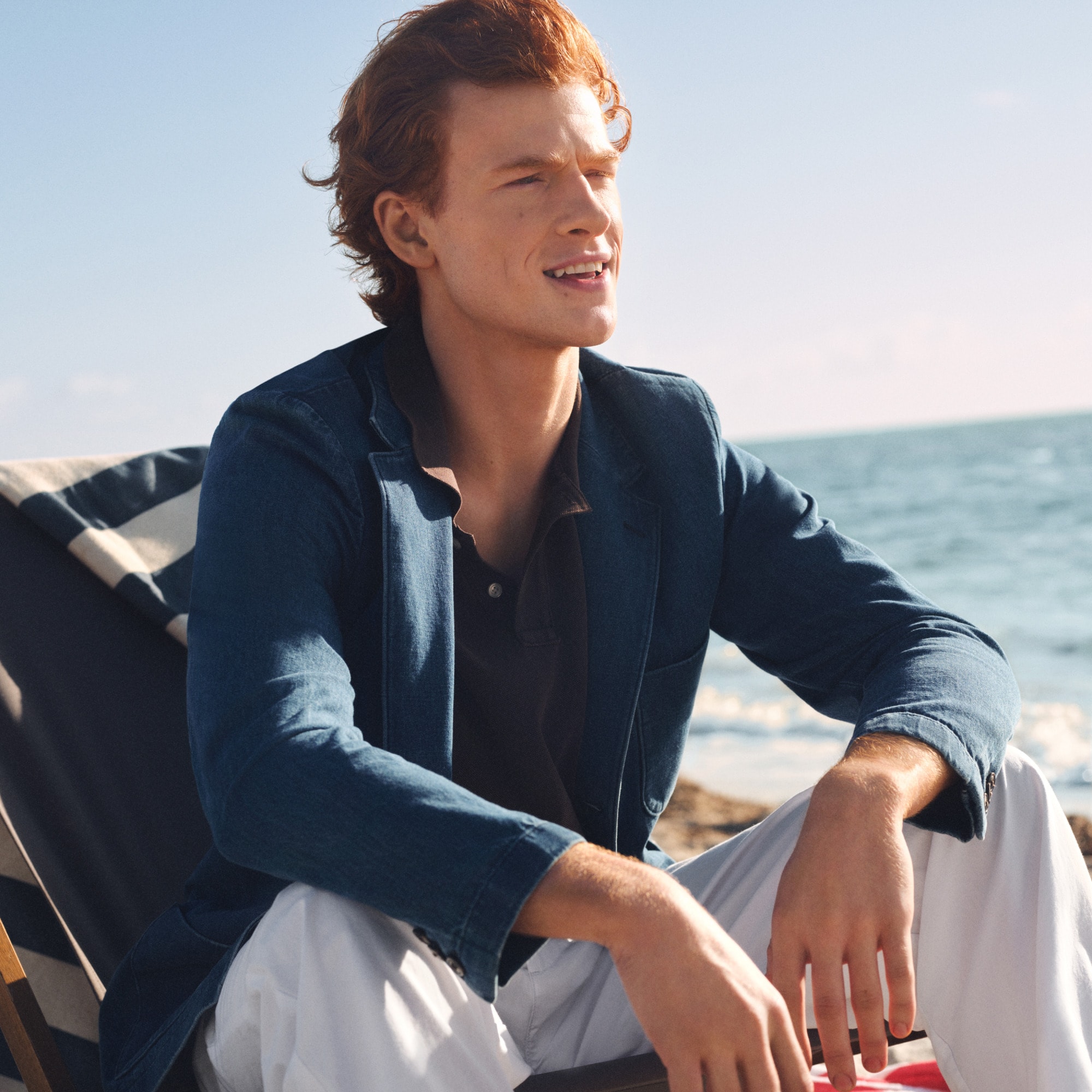 Relaxed-fit suit jacket in Japanese denim