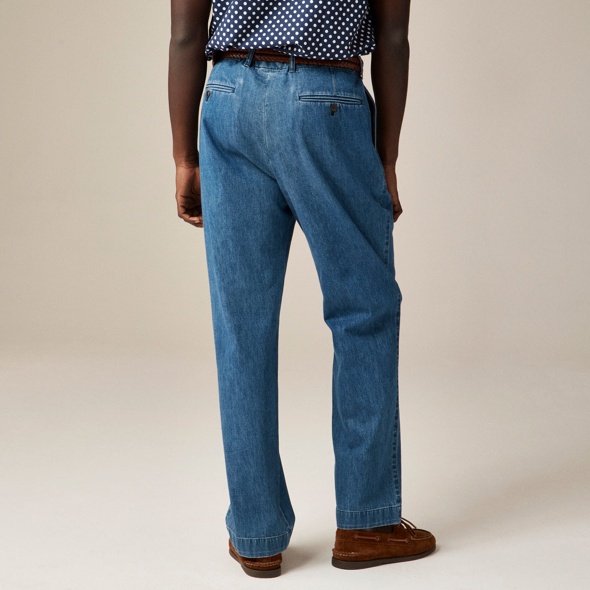Relaxed-fit pleated suit pant in Japanese denim