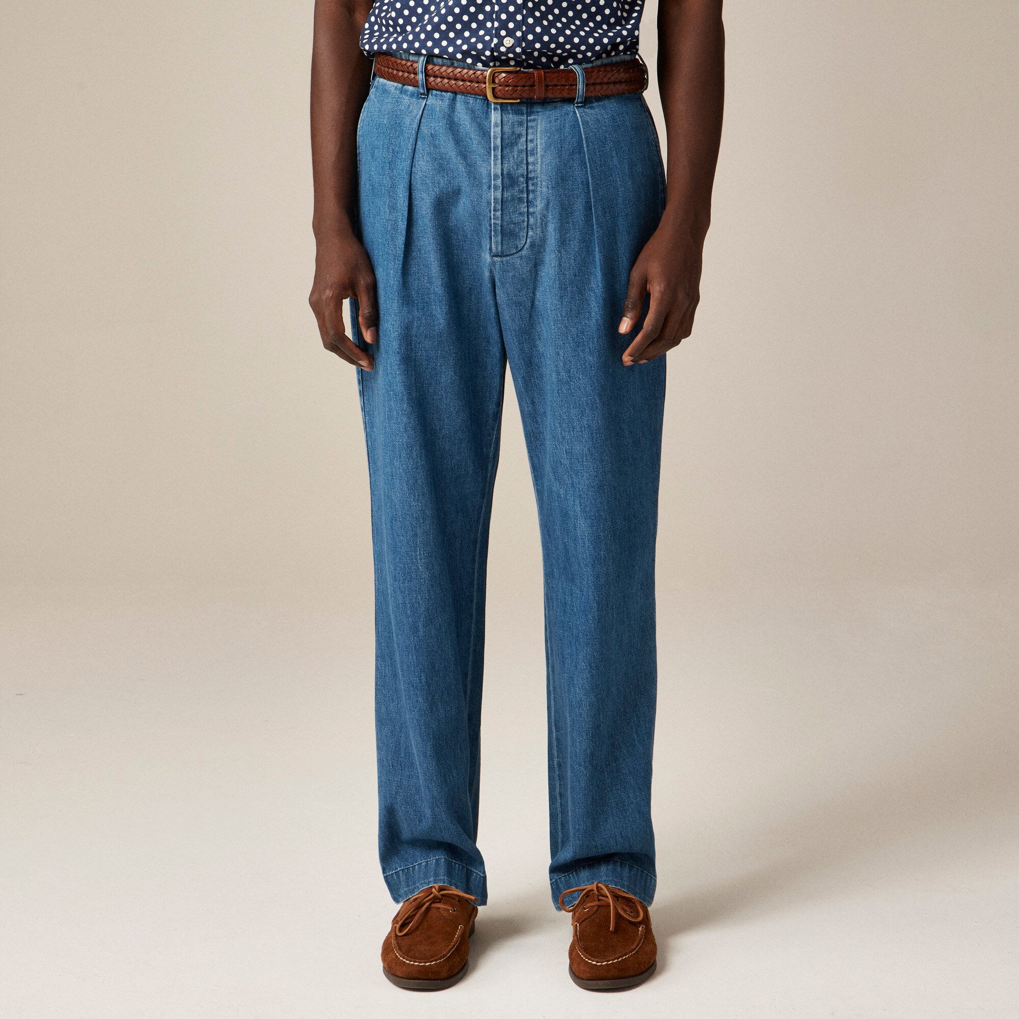  Relaxed-fit pleated suit pant in Japanese denim